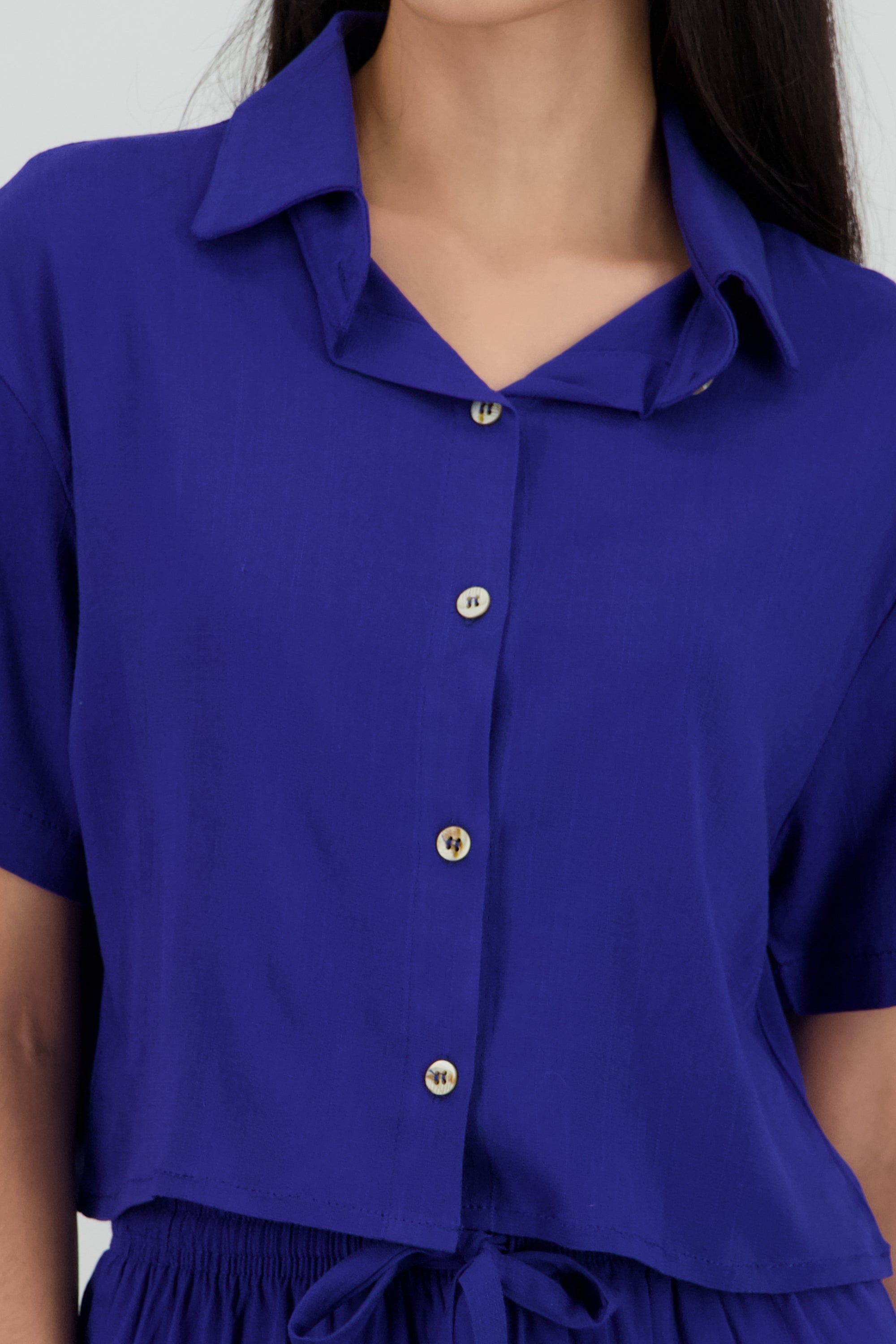 Camisa crop manga corta ligera MARINO