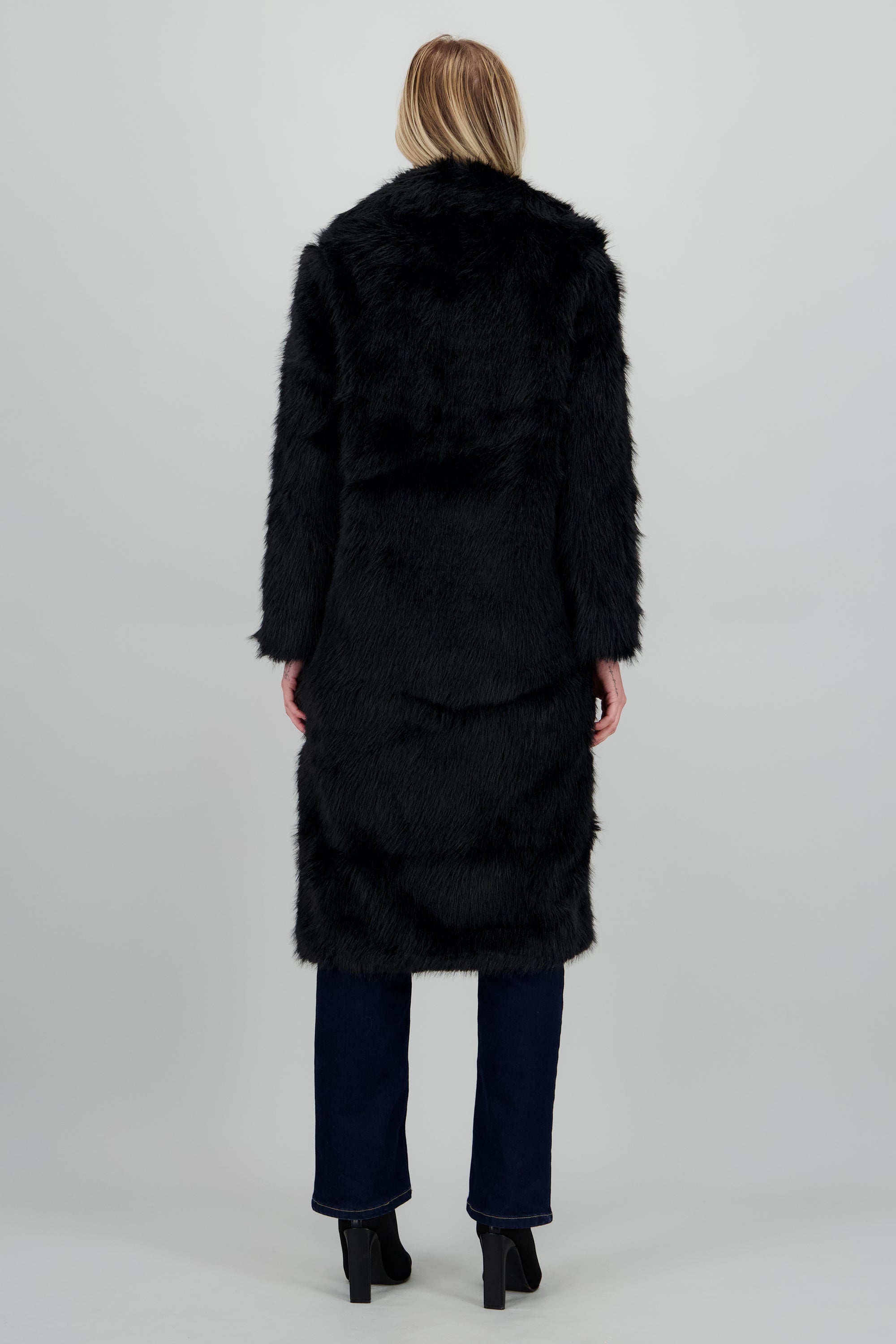 Abrigo largo peluche NEGRO