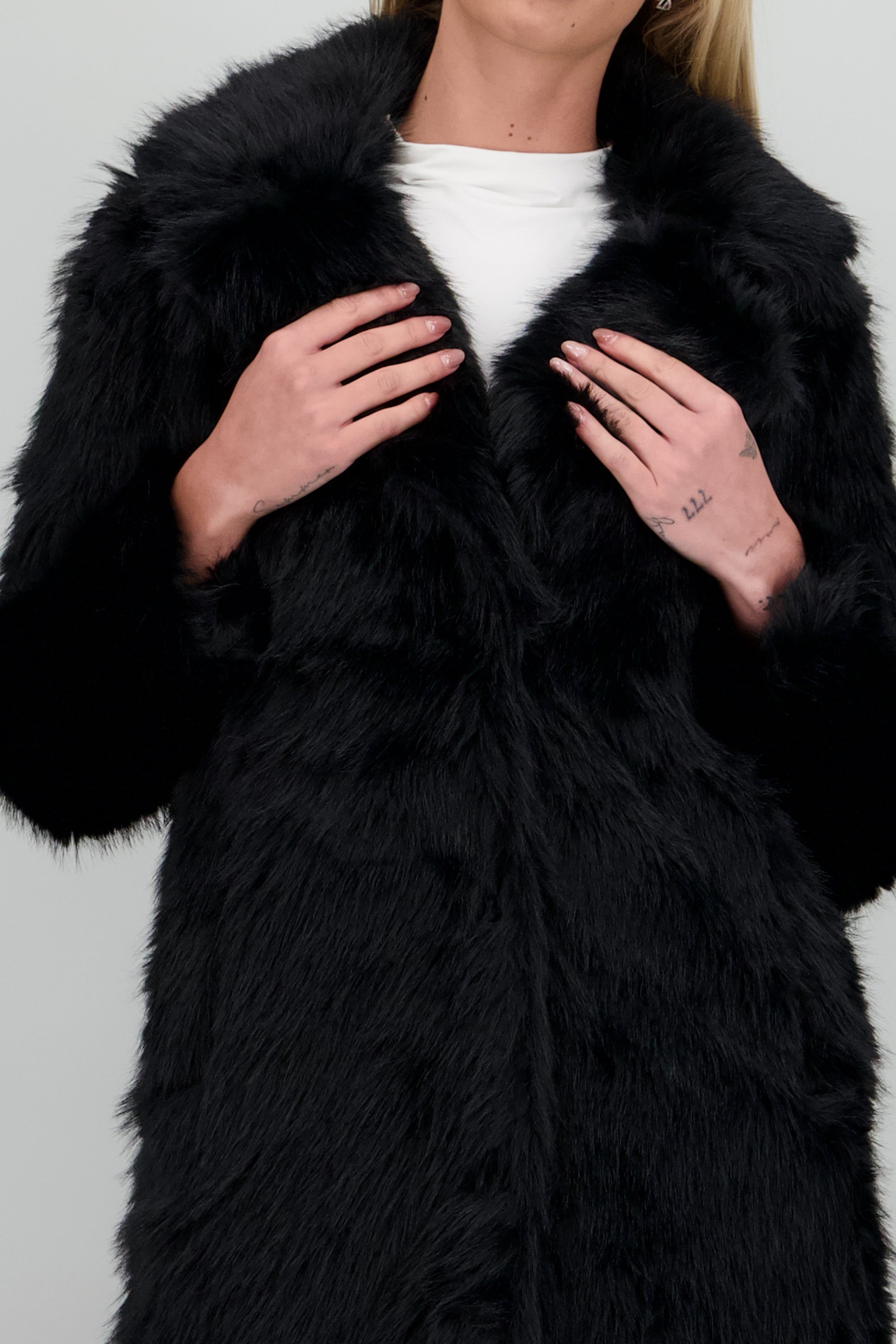 Abrigo largo peluche NEGRO