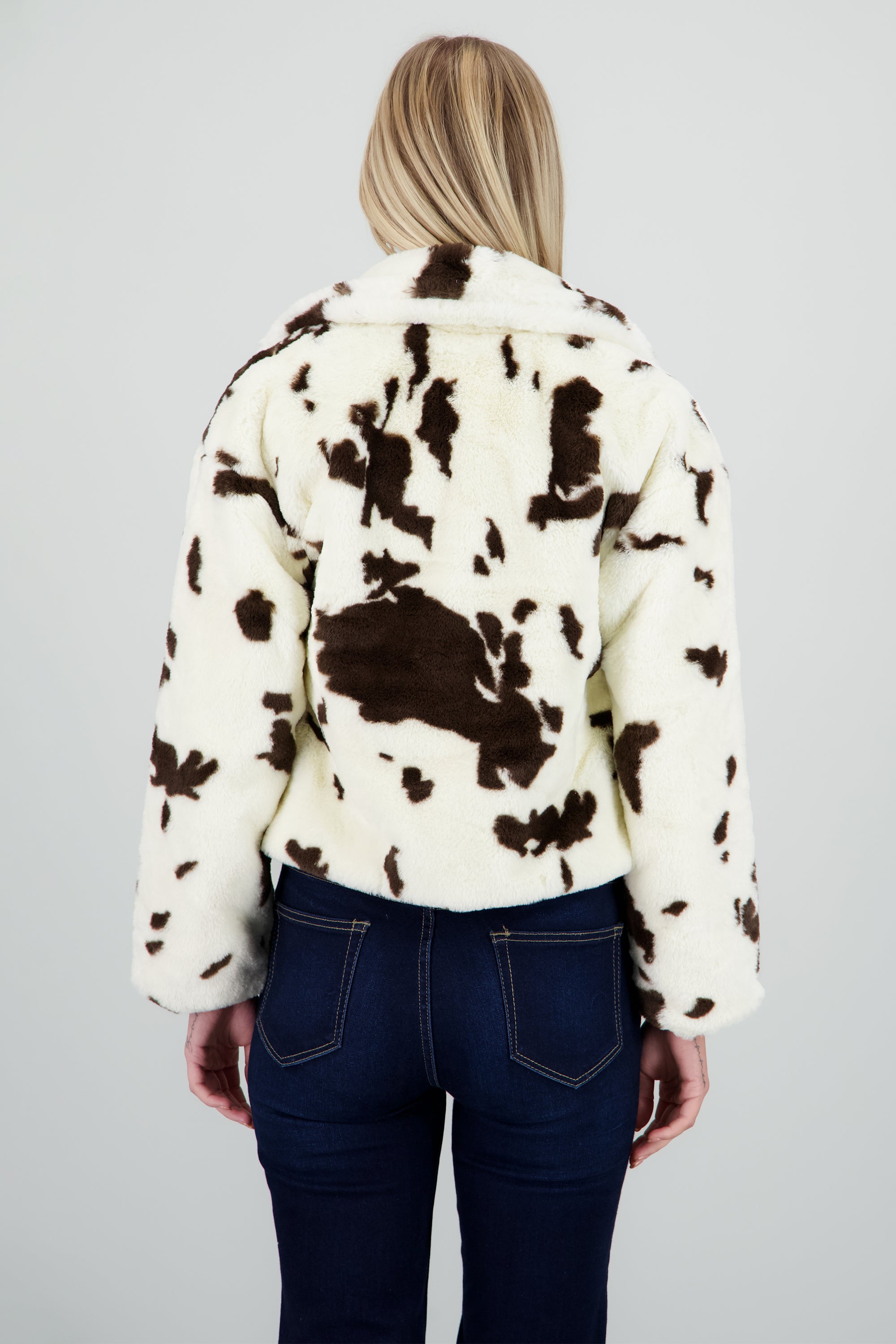 Abrigo peluche estampado vaca BLANCO COMBO