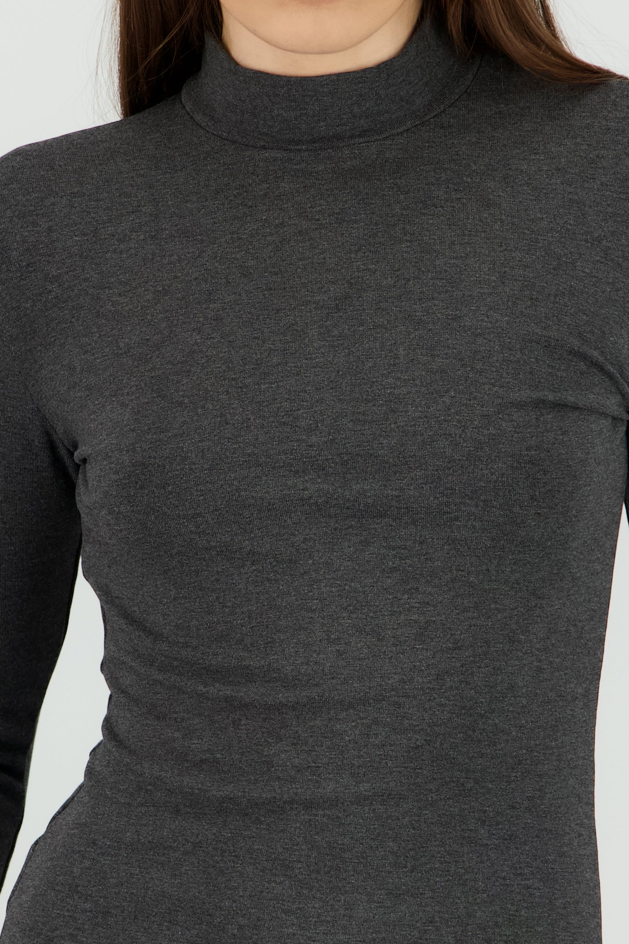 Top de manga larga con cuello alto GRIS
