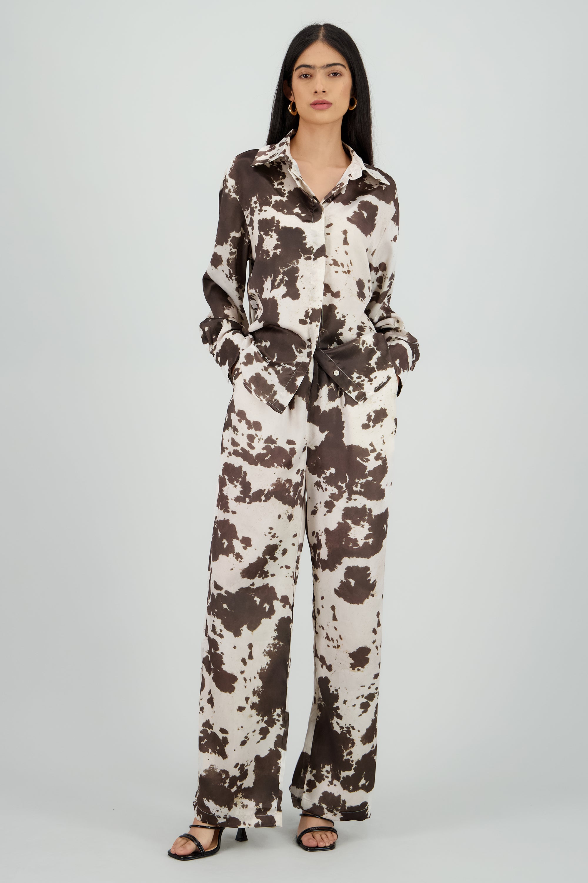 Pantalon amplio estampado animal print CAFE COMBO
