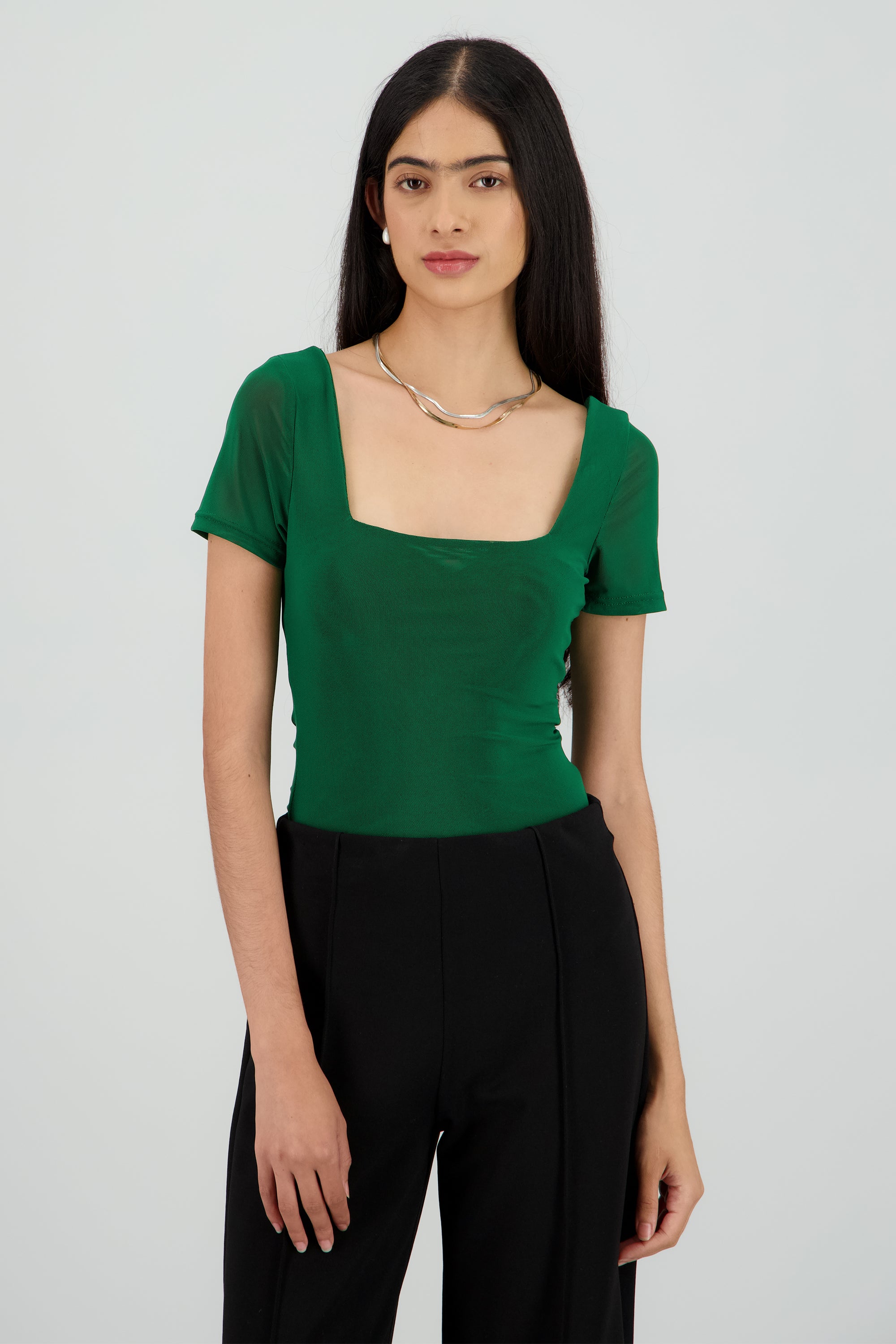 BODYSUIT ESCOTE CUADRADO MANGA CORTA VERDE CAZADOR