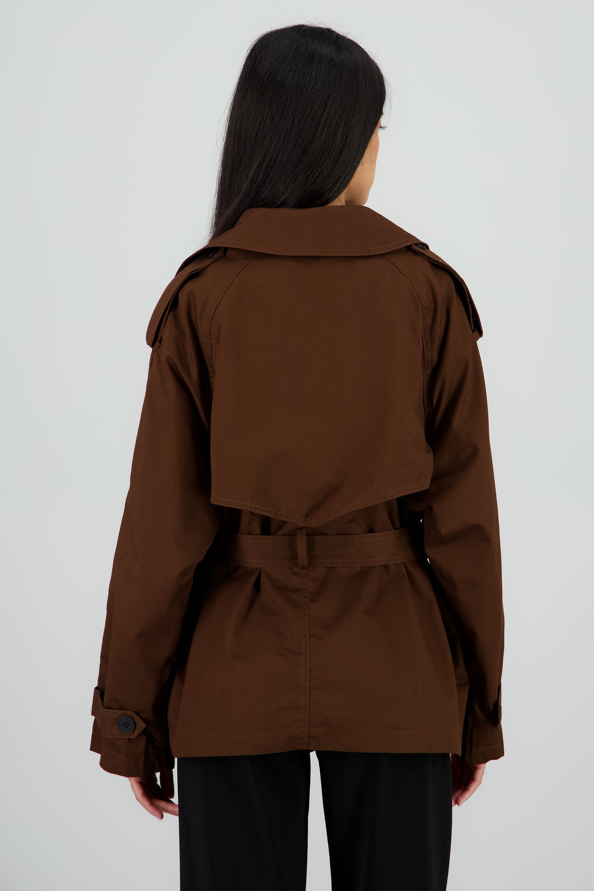 Gabardina oversized corta CHOCOLATE