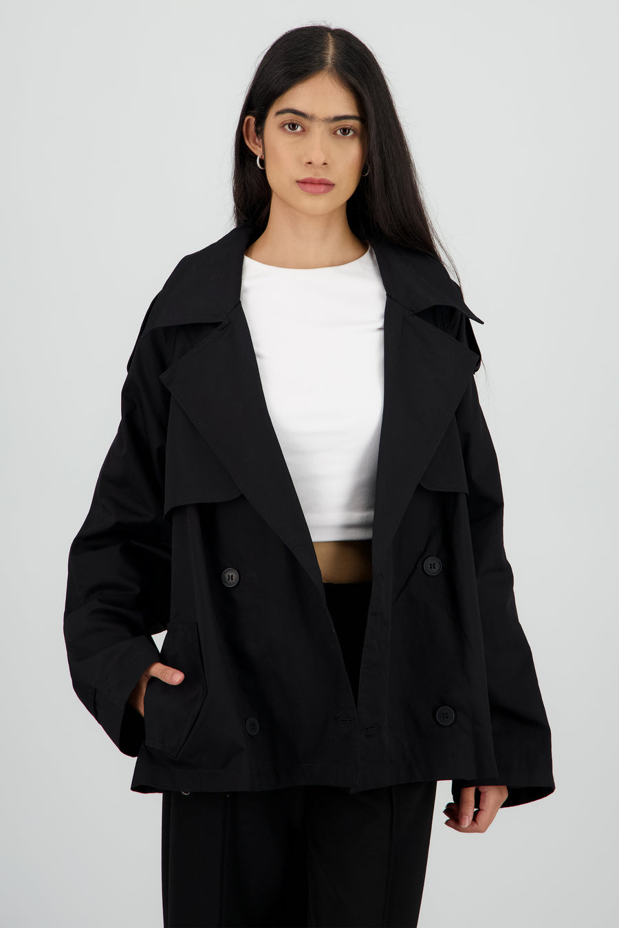 Gabardina oversized corta