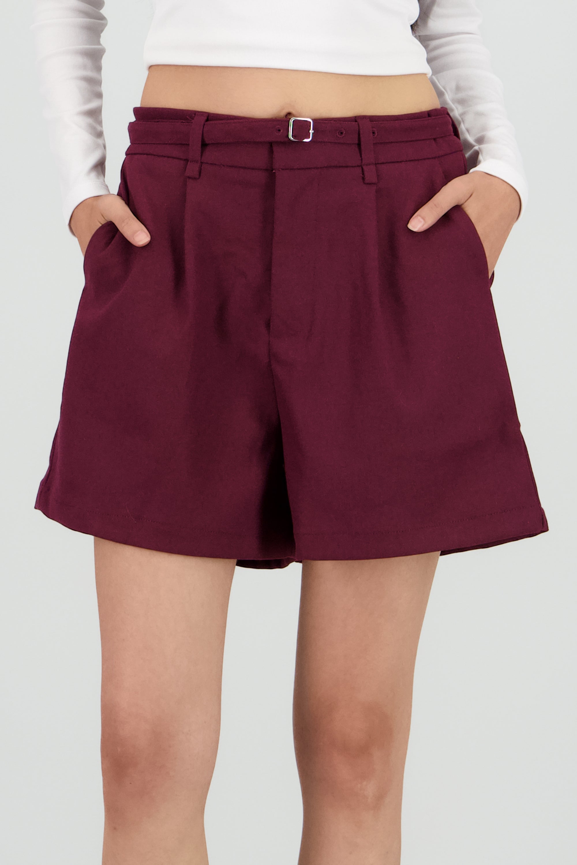 Short liso detalle lazo CIRUELA