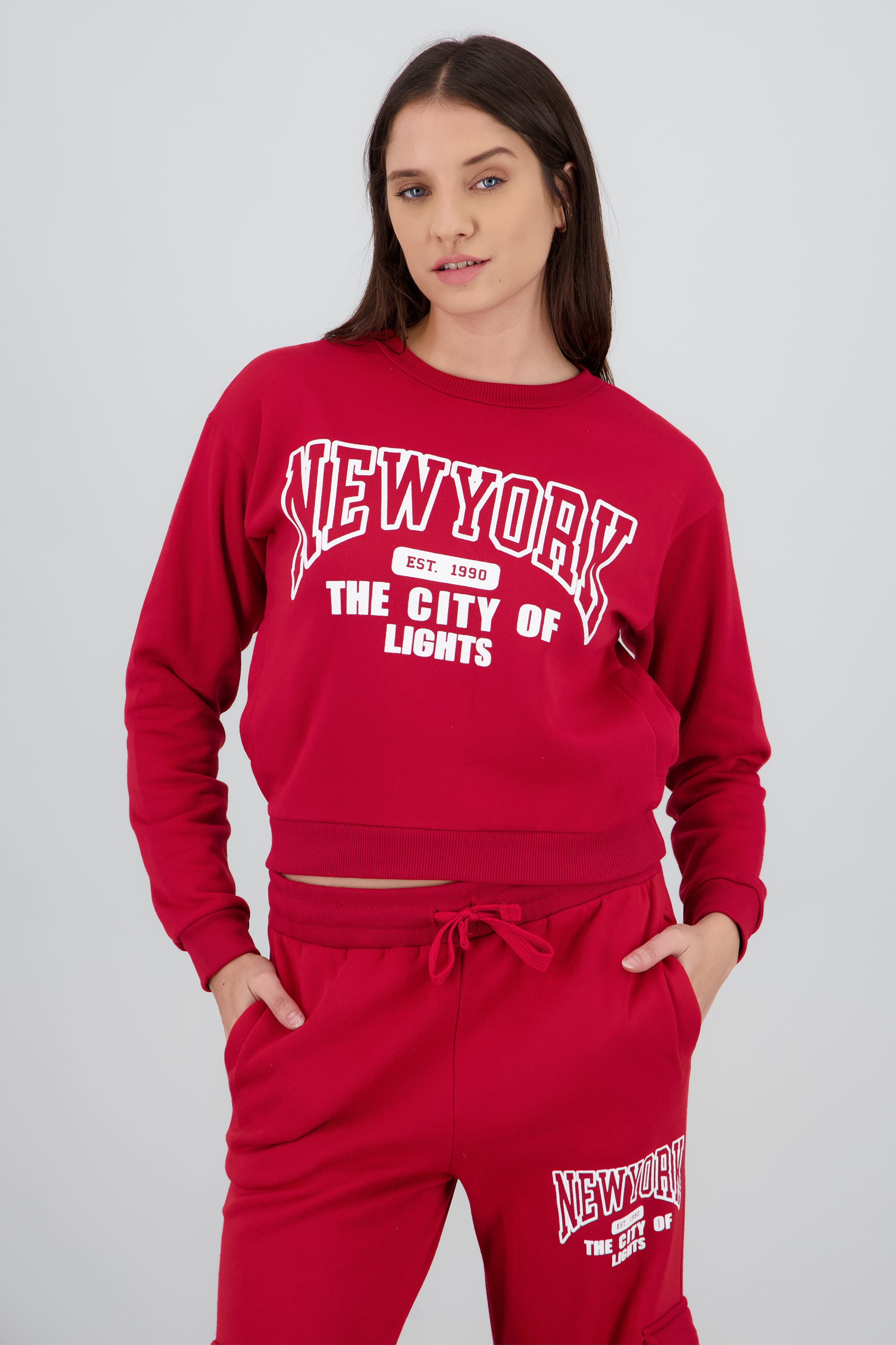 Sudadera fleece new york ROJO QUEMADO