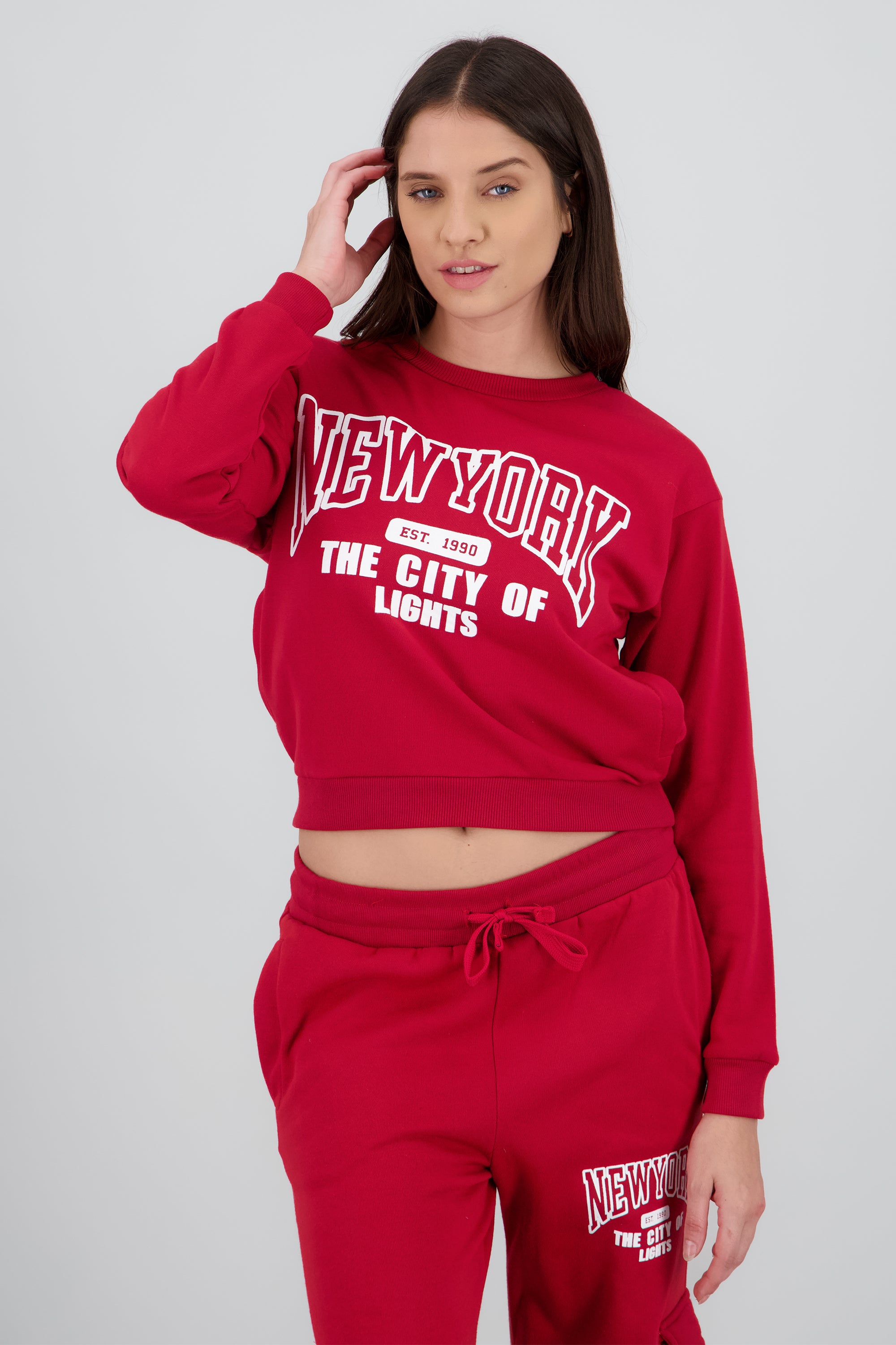 Sudadera fleece new york ROJO QUEMADO