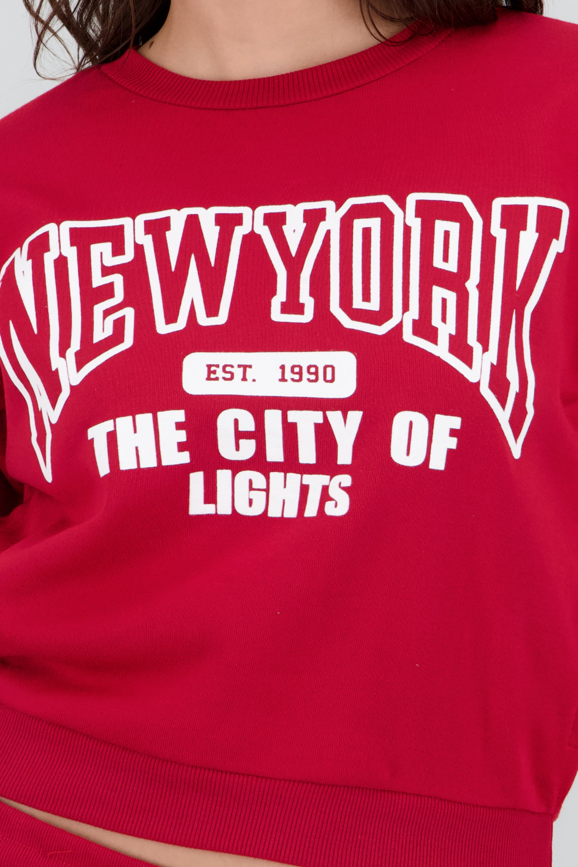 Sudadera fleece new york ROJO QUEMADO