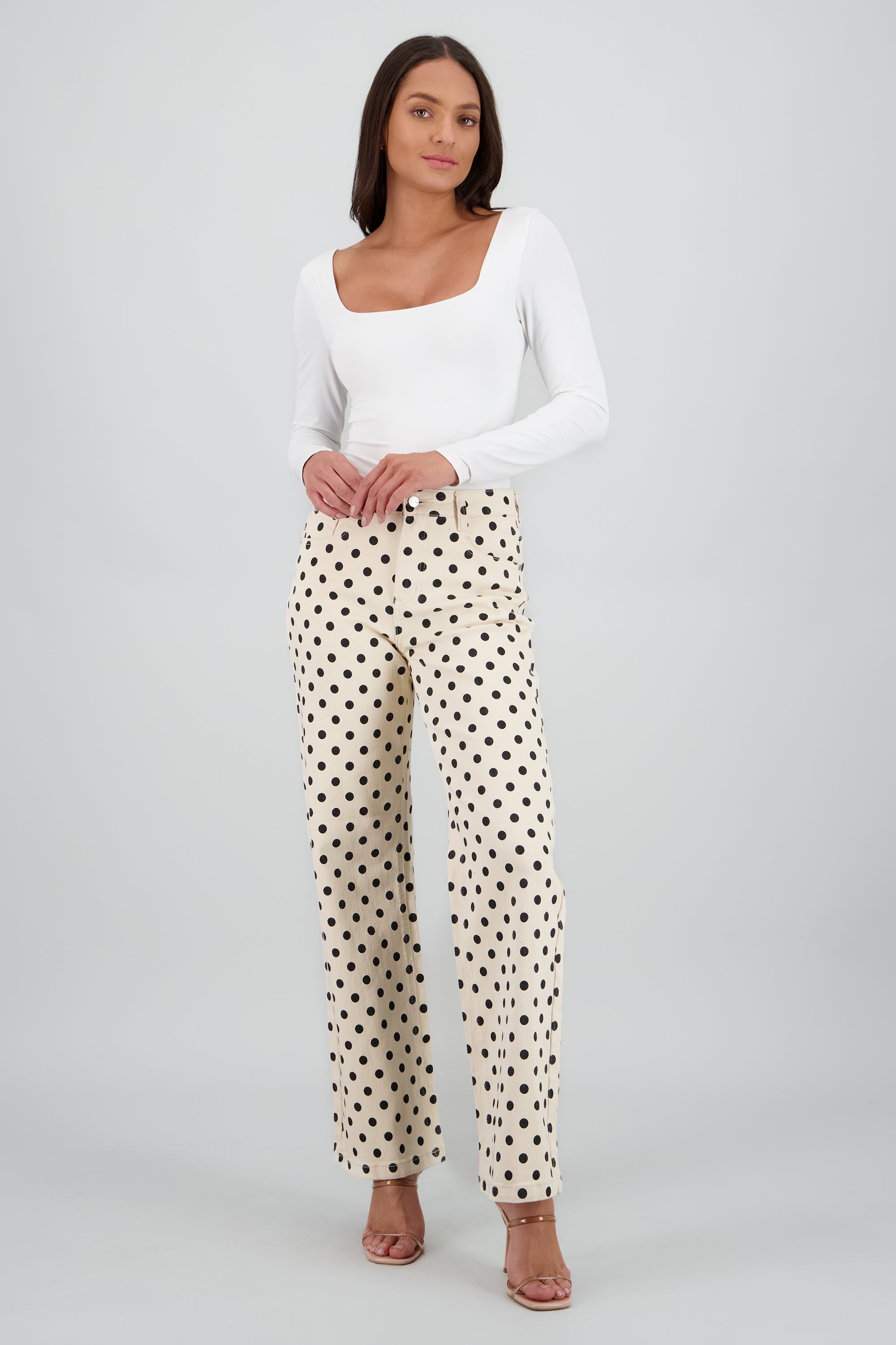 Jeans wide leg polka dots HUESO COMBO