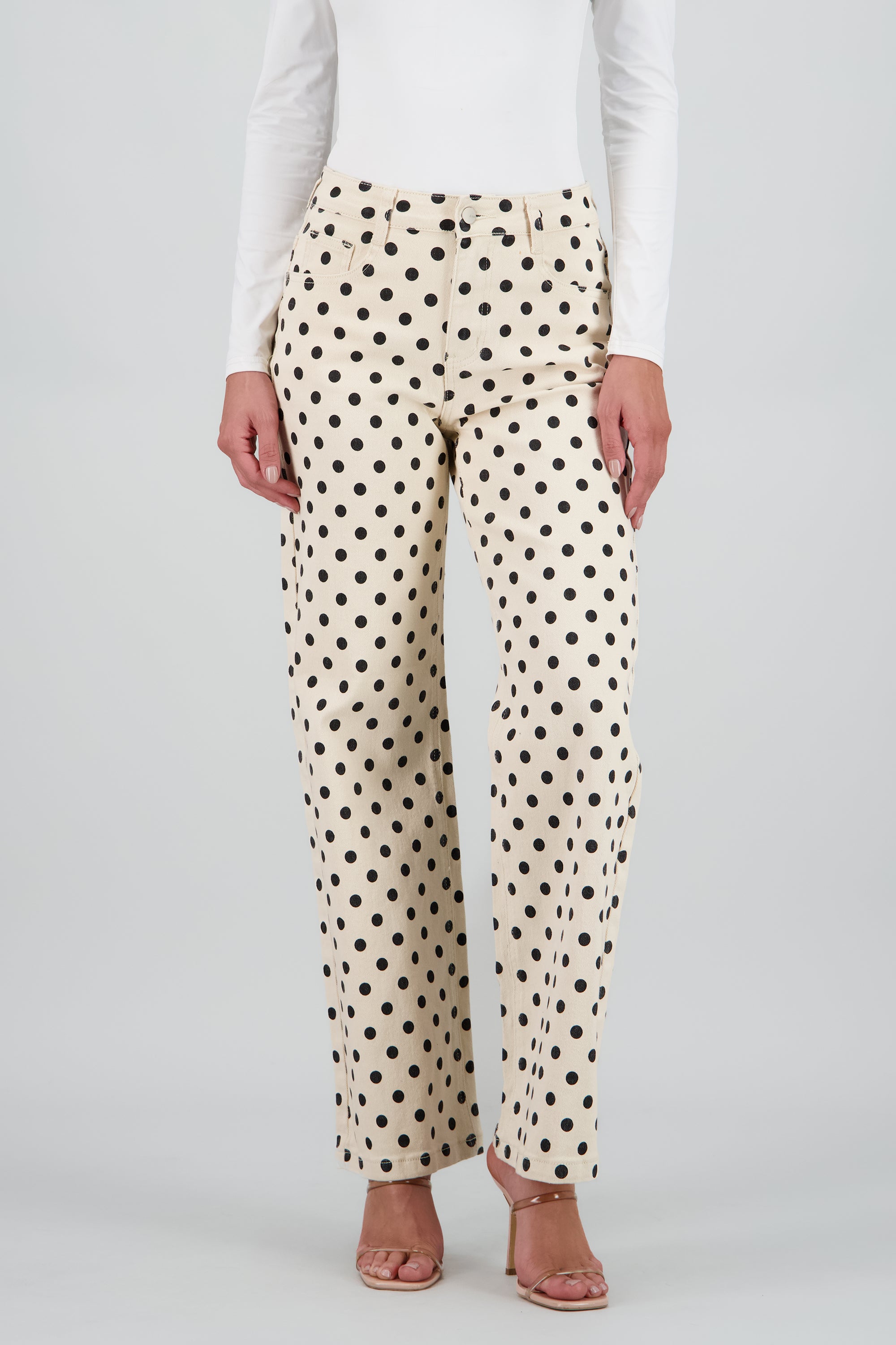 Jeans wide leg polka dots HUESO COMBO