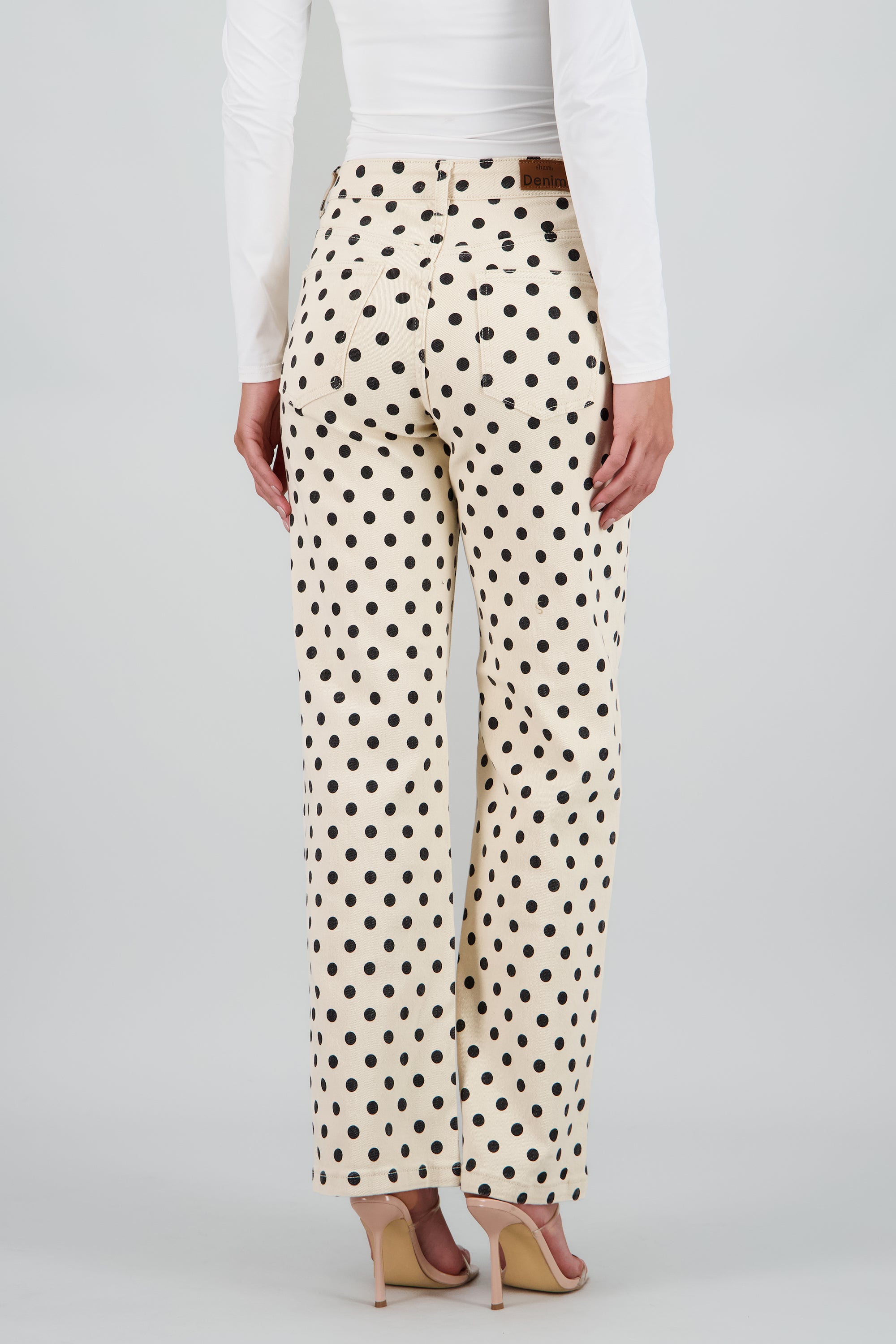 Jeans wide leg polka dots HUESO COMBO