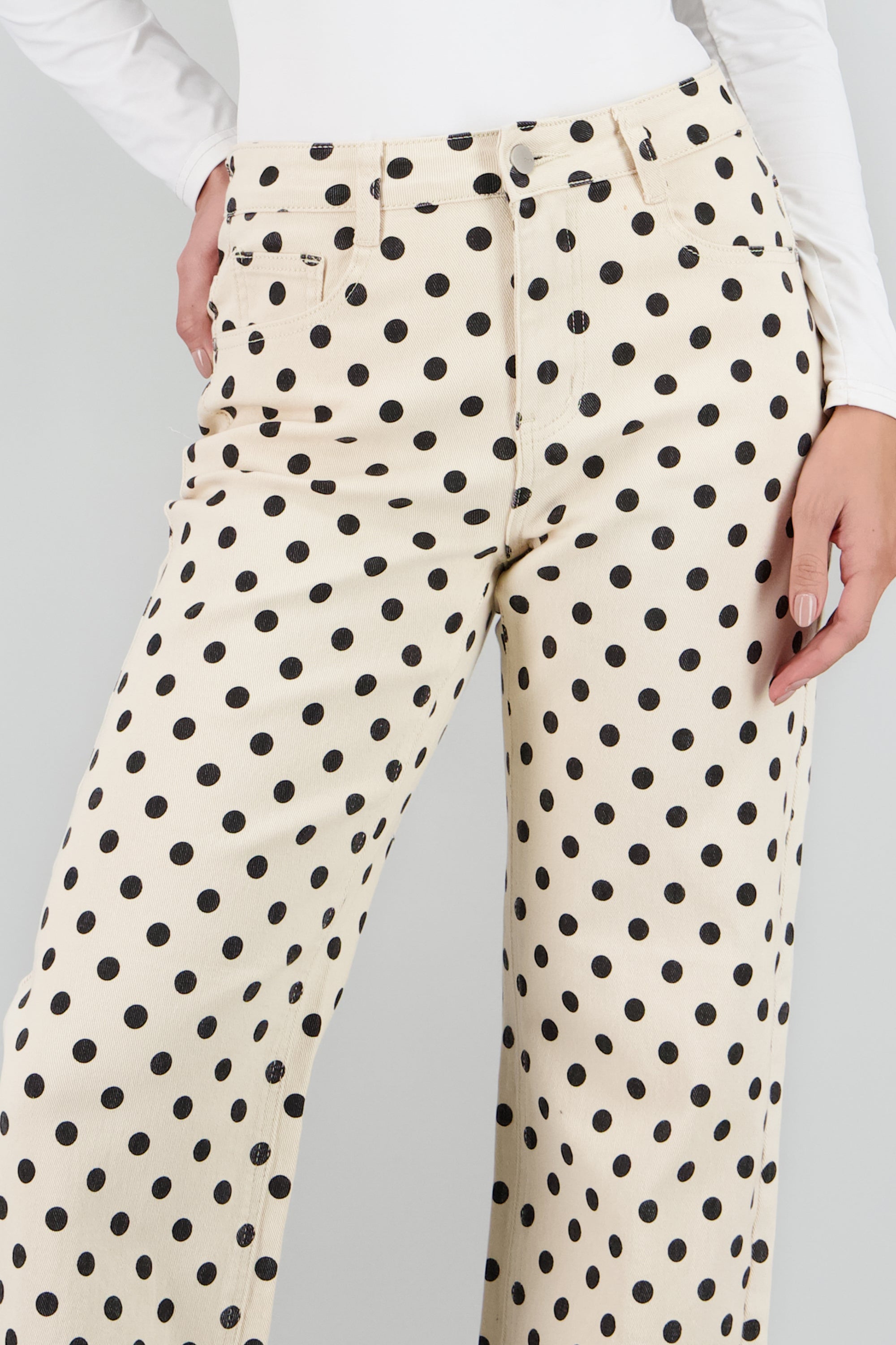 Jeans wide leg polka dots HUESO COMBO