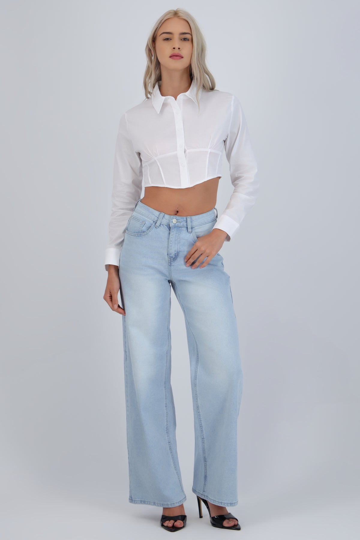 Jeans straight desgaste BLEACHED