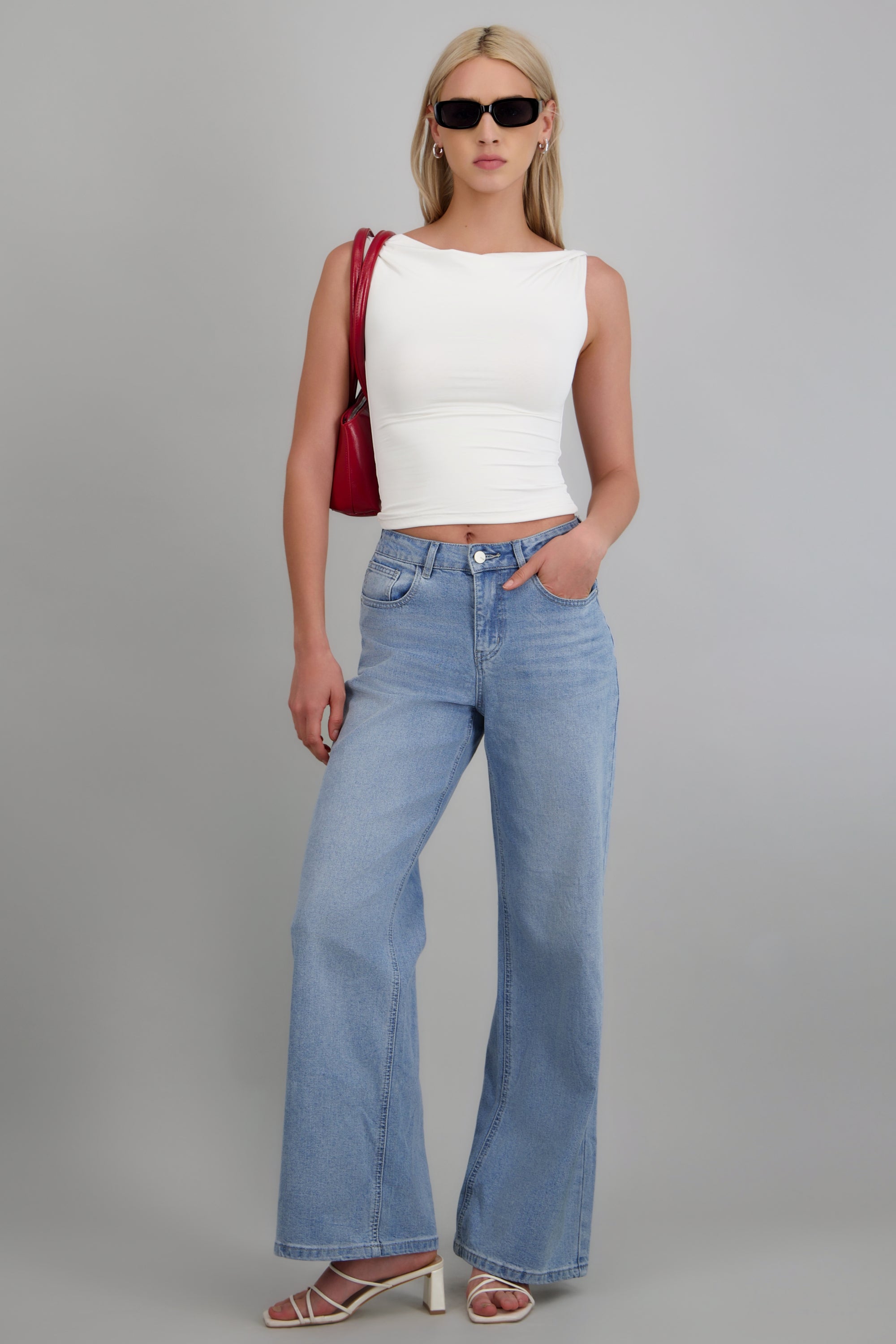 Jeans straight desgaste STONE MEDIO