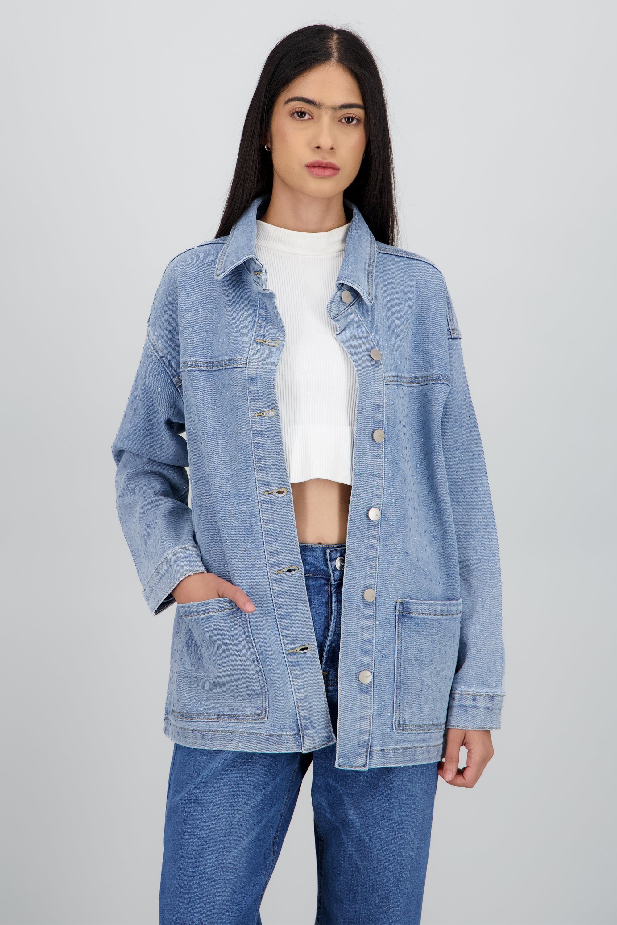 Chamarra oversize brillo gota LIGHT WASH