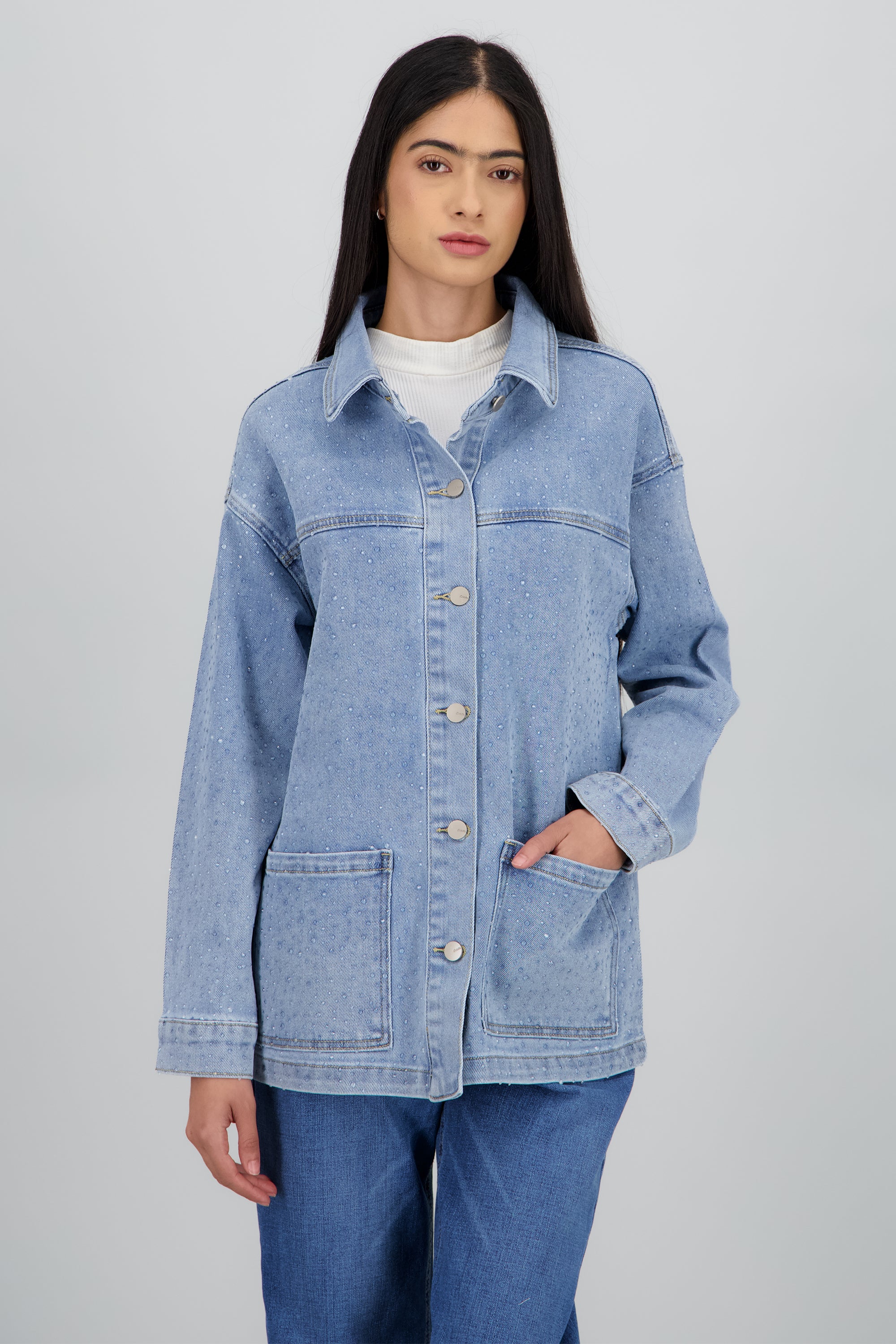 Chamarra oversize brillo gota LIGHT WASH