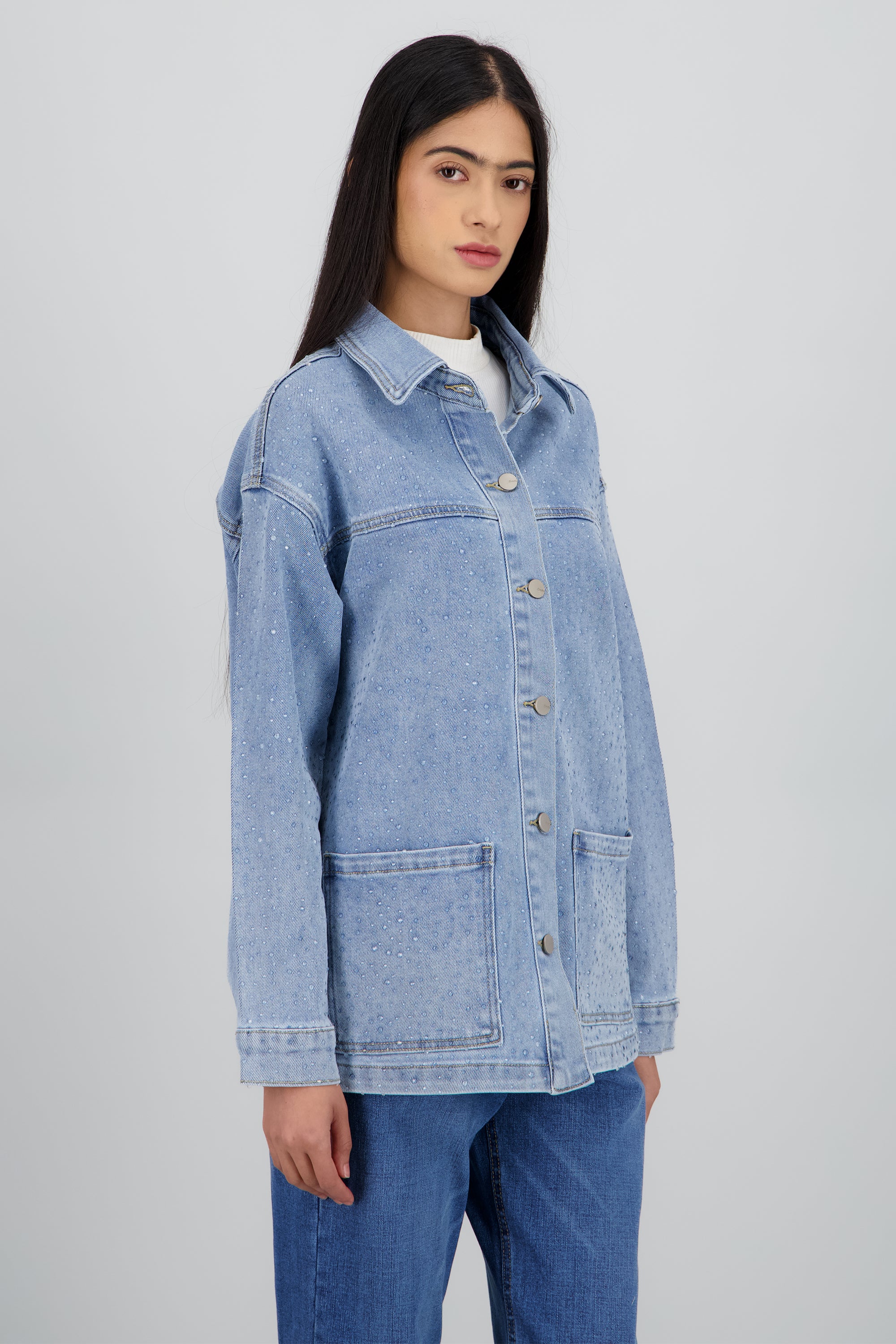 Chamarra oversize brillo gota LIGHT WASH