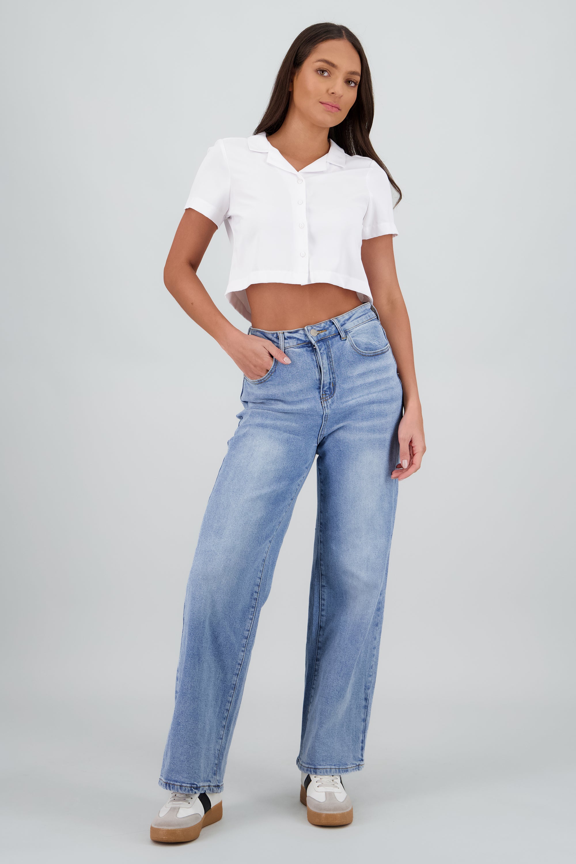 Jeans straight crop LIGHT WASH