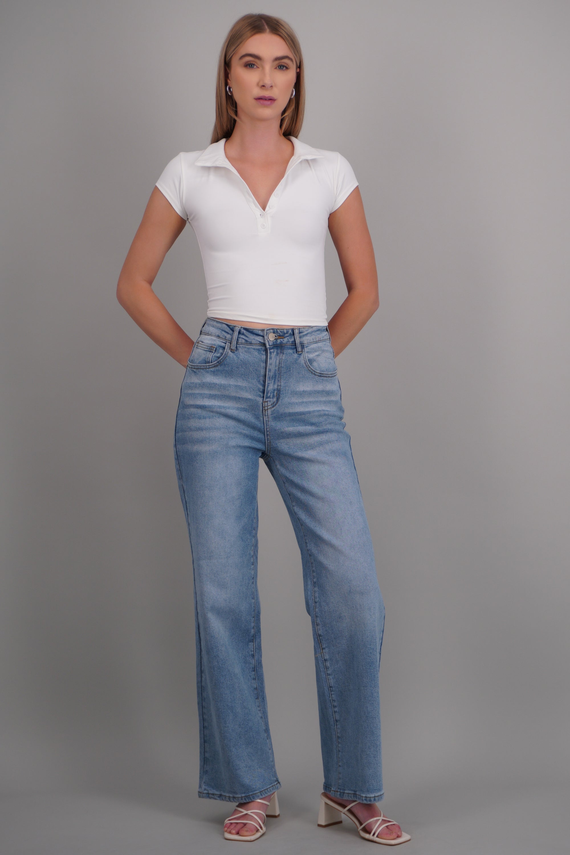 Jeans straight crop LIGHT WASH