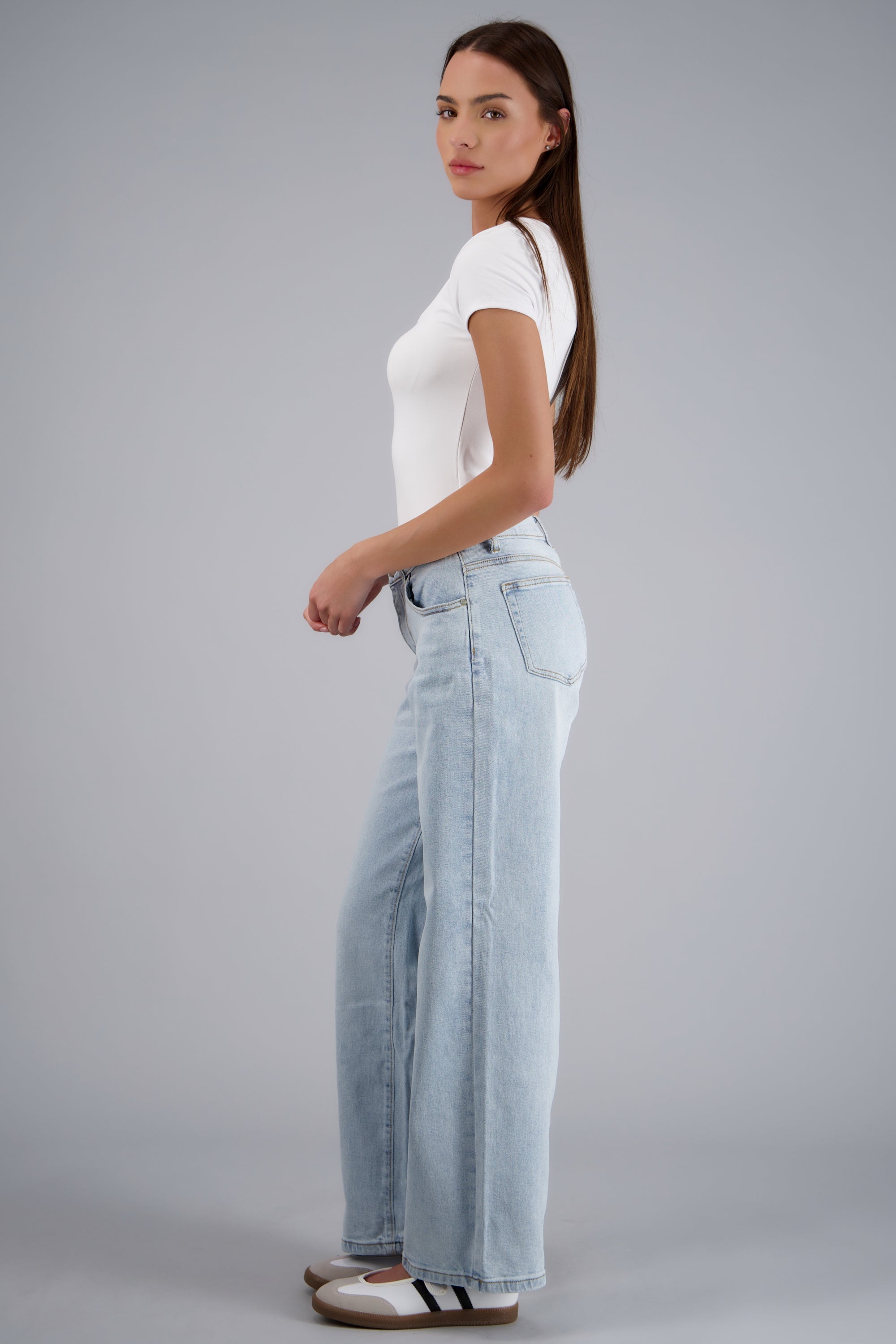 Jeans straight crop BLEACHED