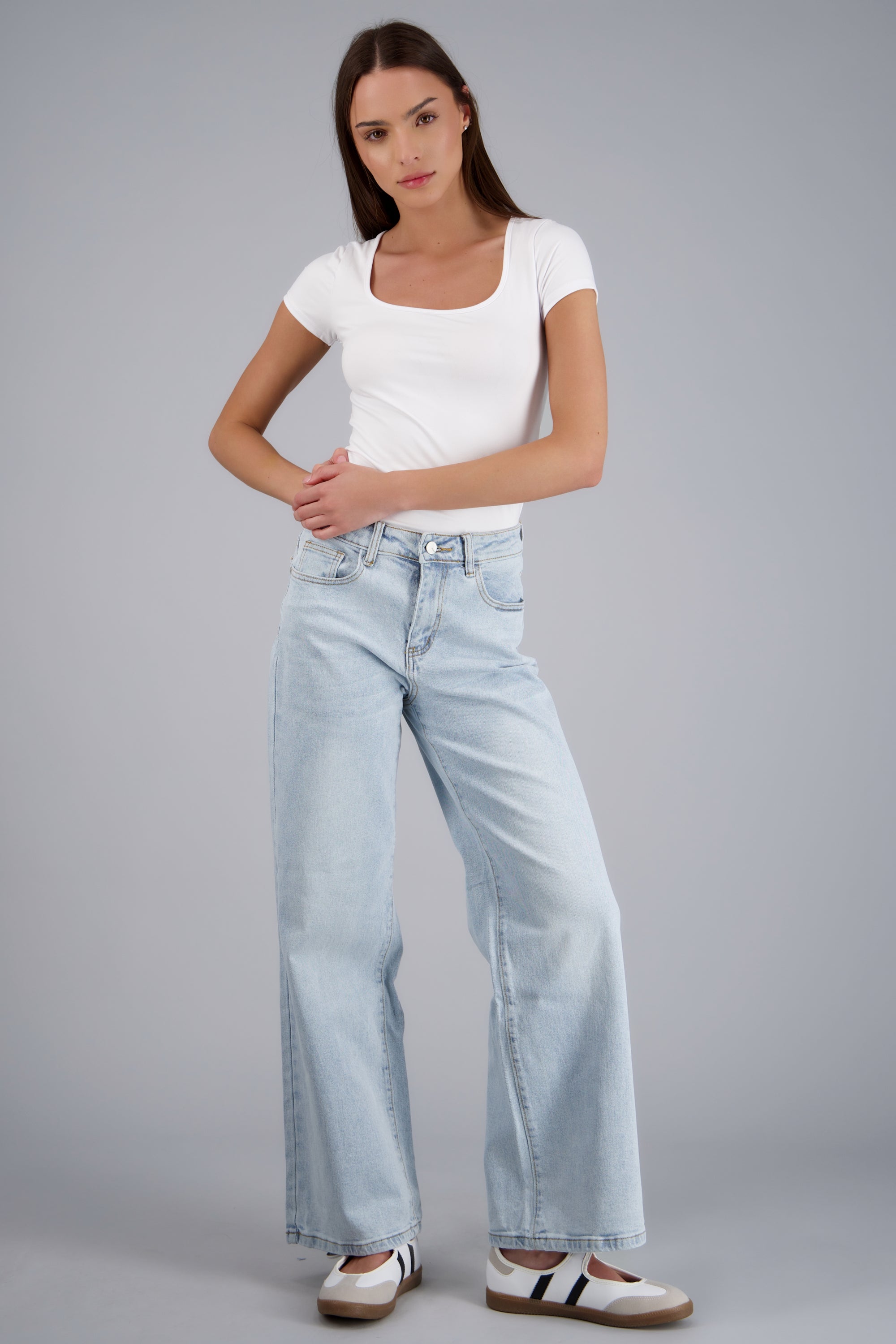 Jeans straight crop BLEACHED