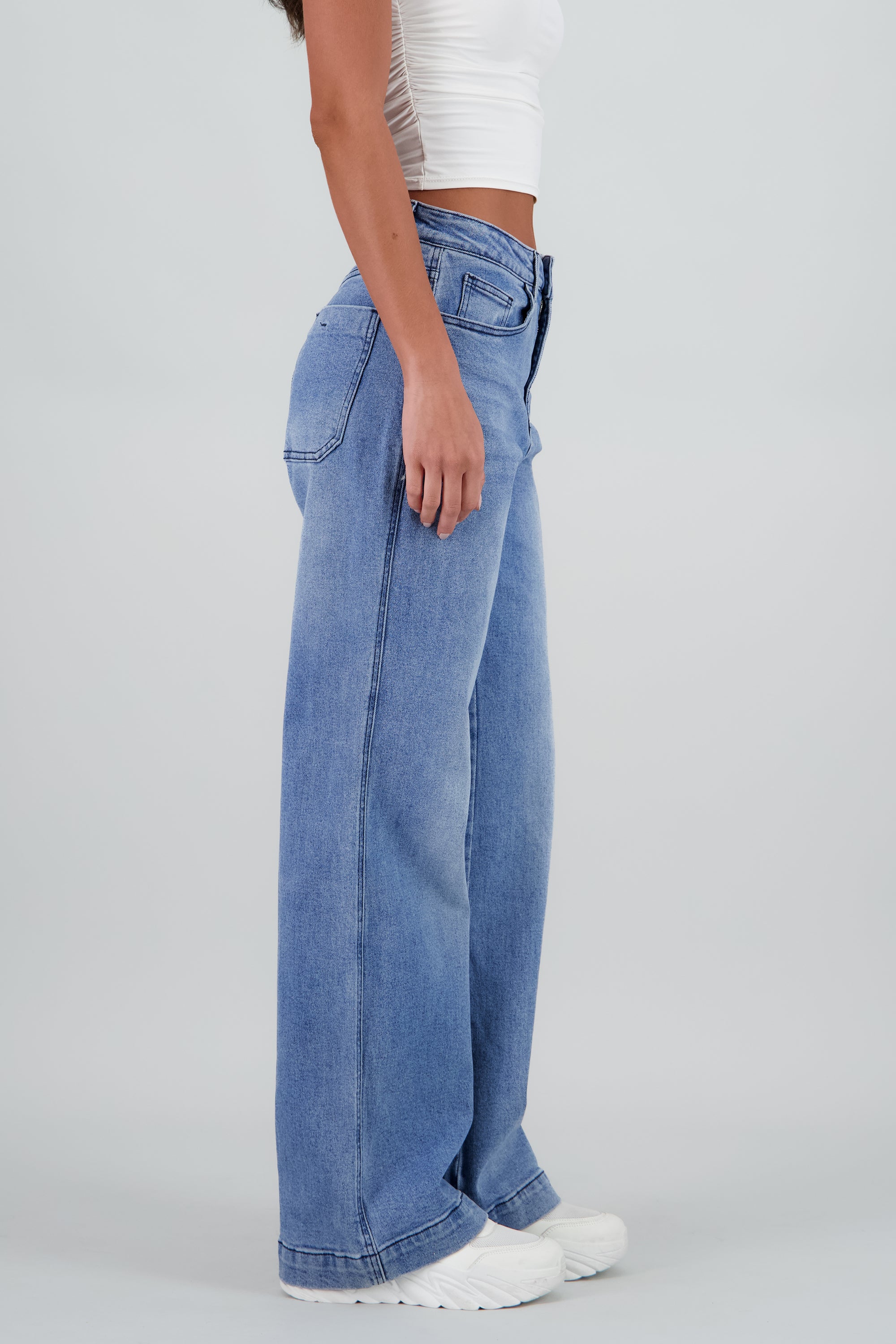 Jeans wide leg dobladillo ancho MEDIUM WASH