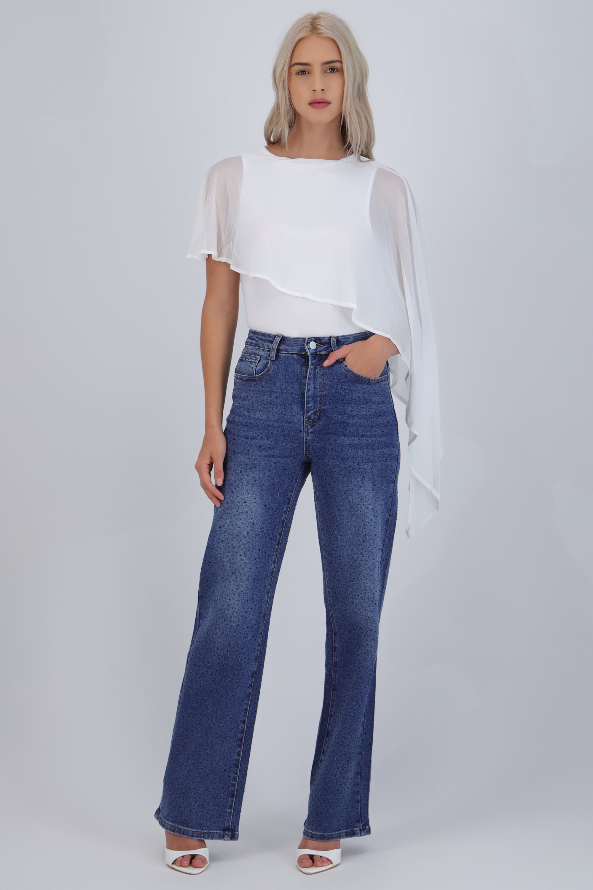 Jeans straight brillo DARK WASH