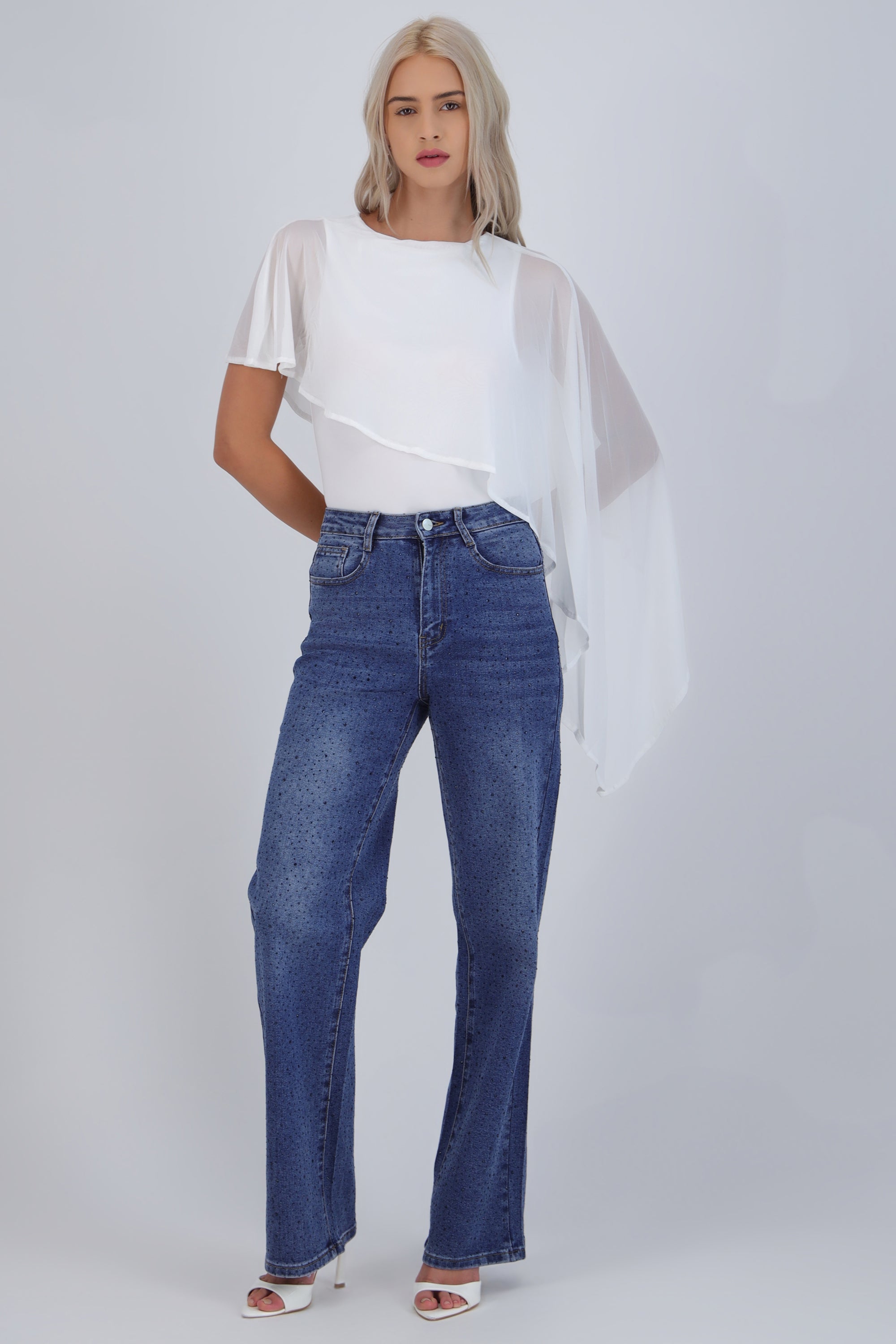 Jeans straight brillo DARK WASH