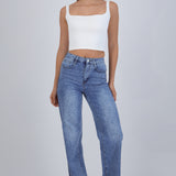 Jeans straight brillo