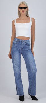 Jeans straight brillo