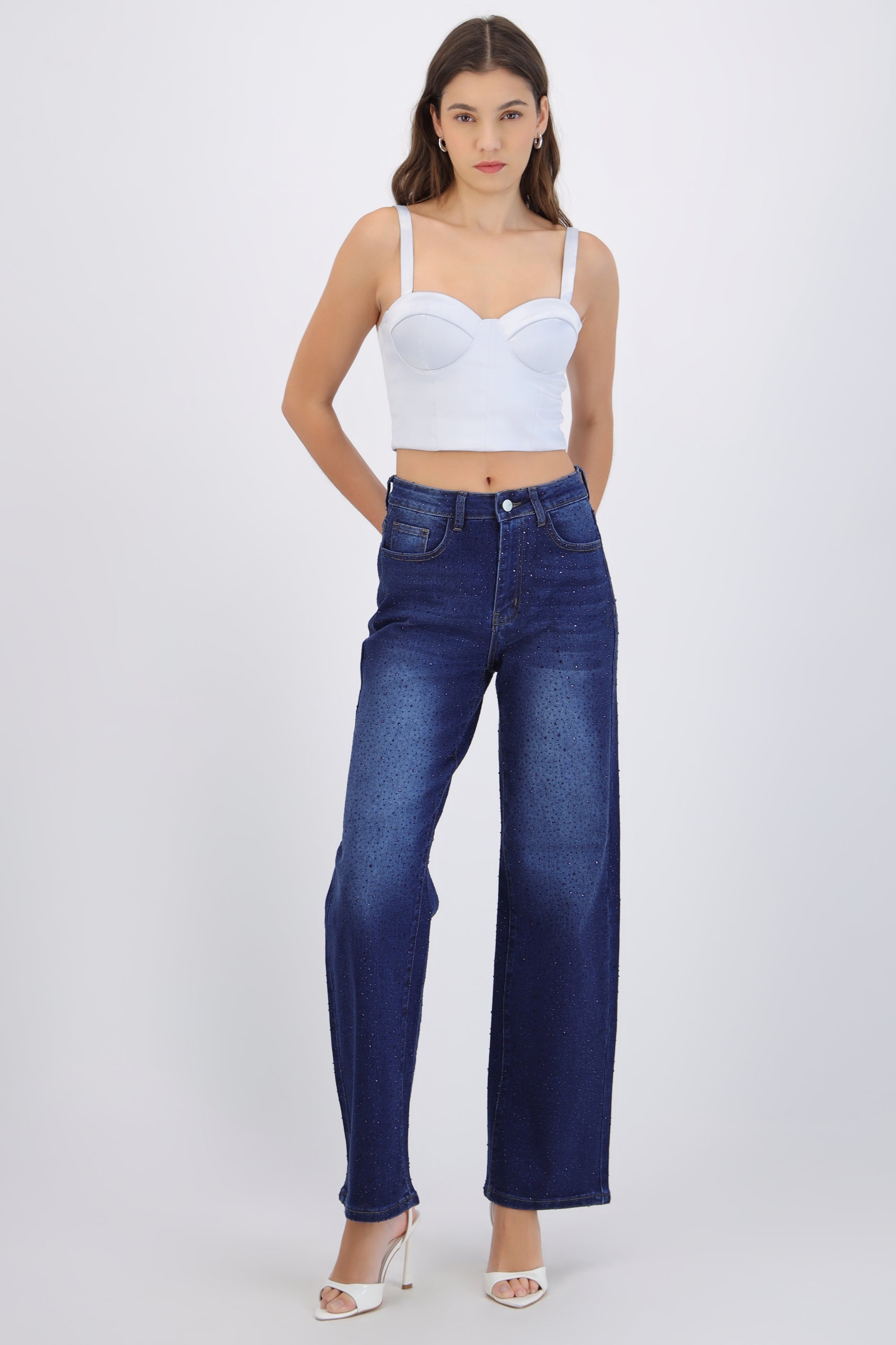 Jeans straight brillo