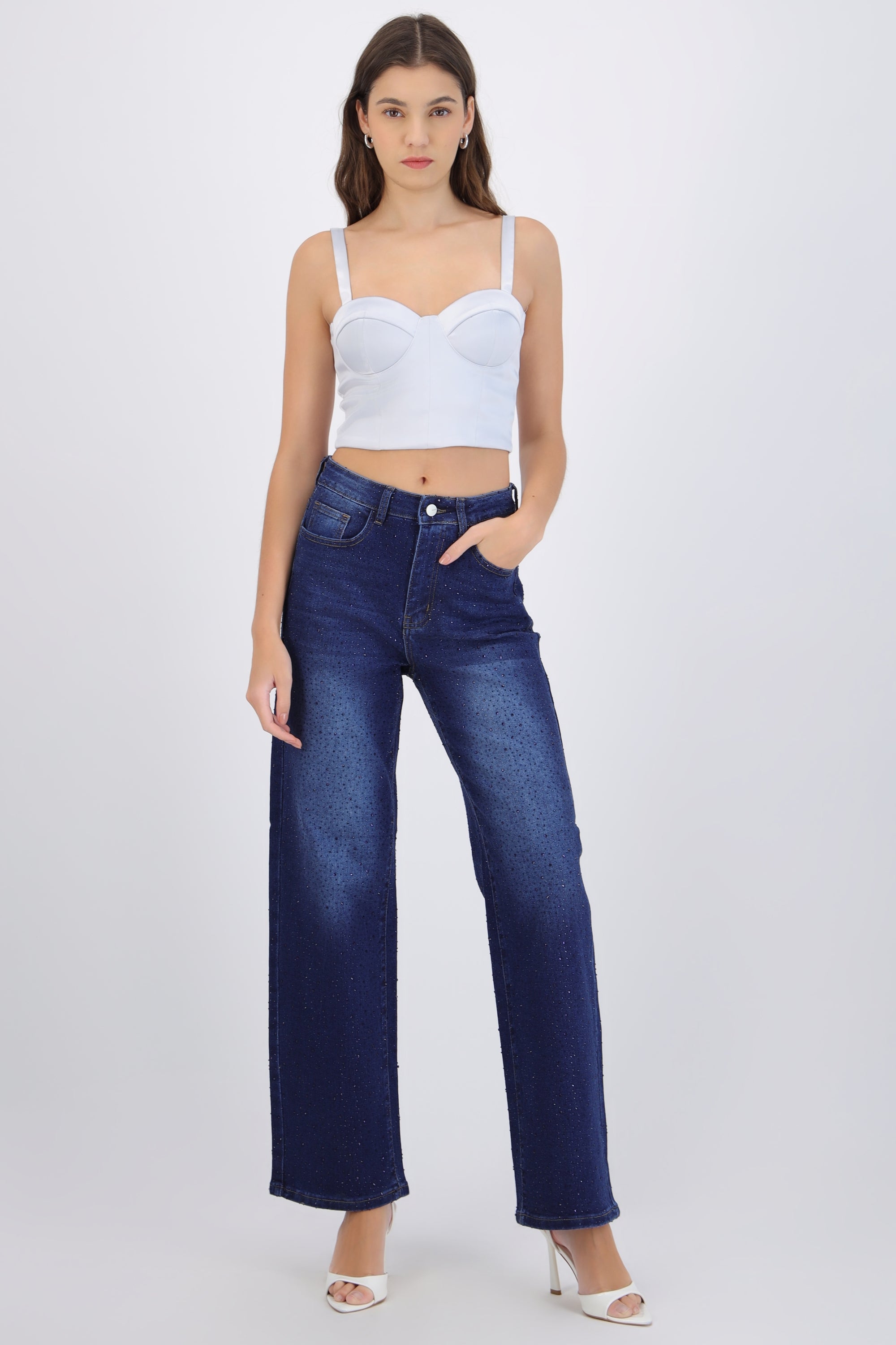Jeans straight brillo