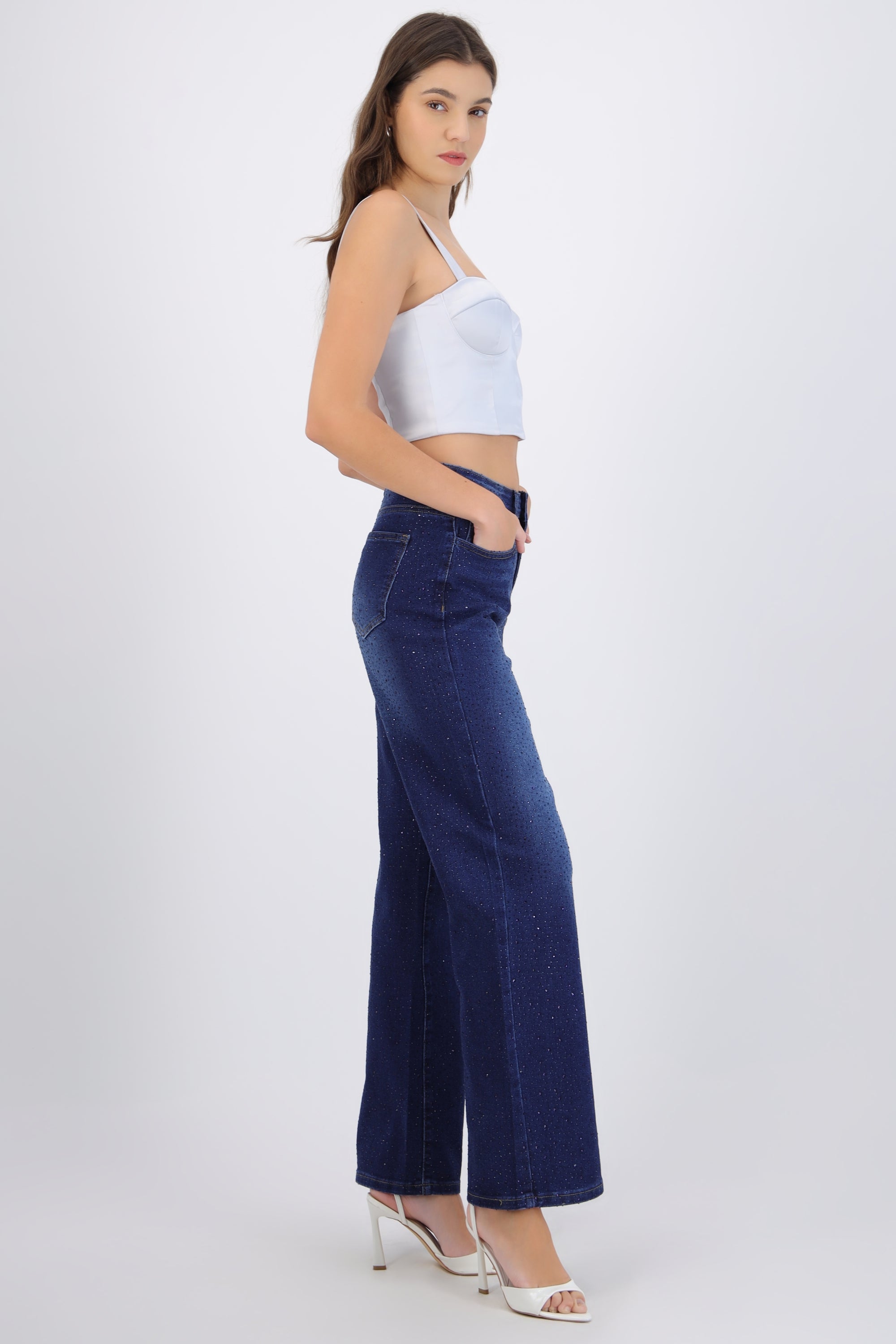 Jeans straight brillo