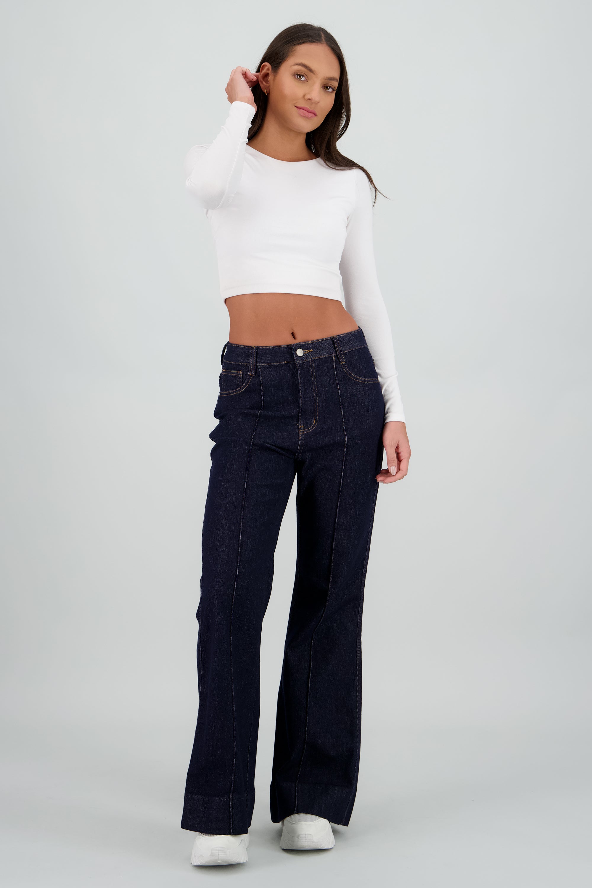 Jeans flare línea al centro INDIGO