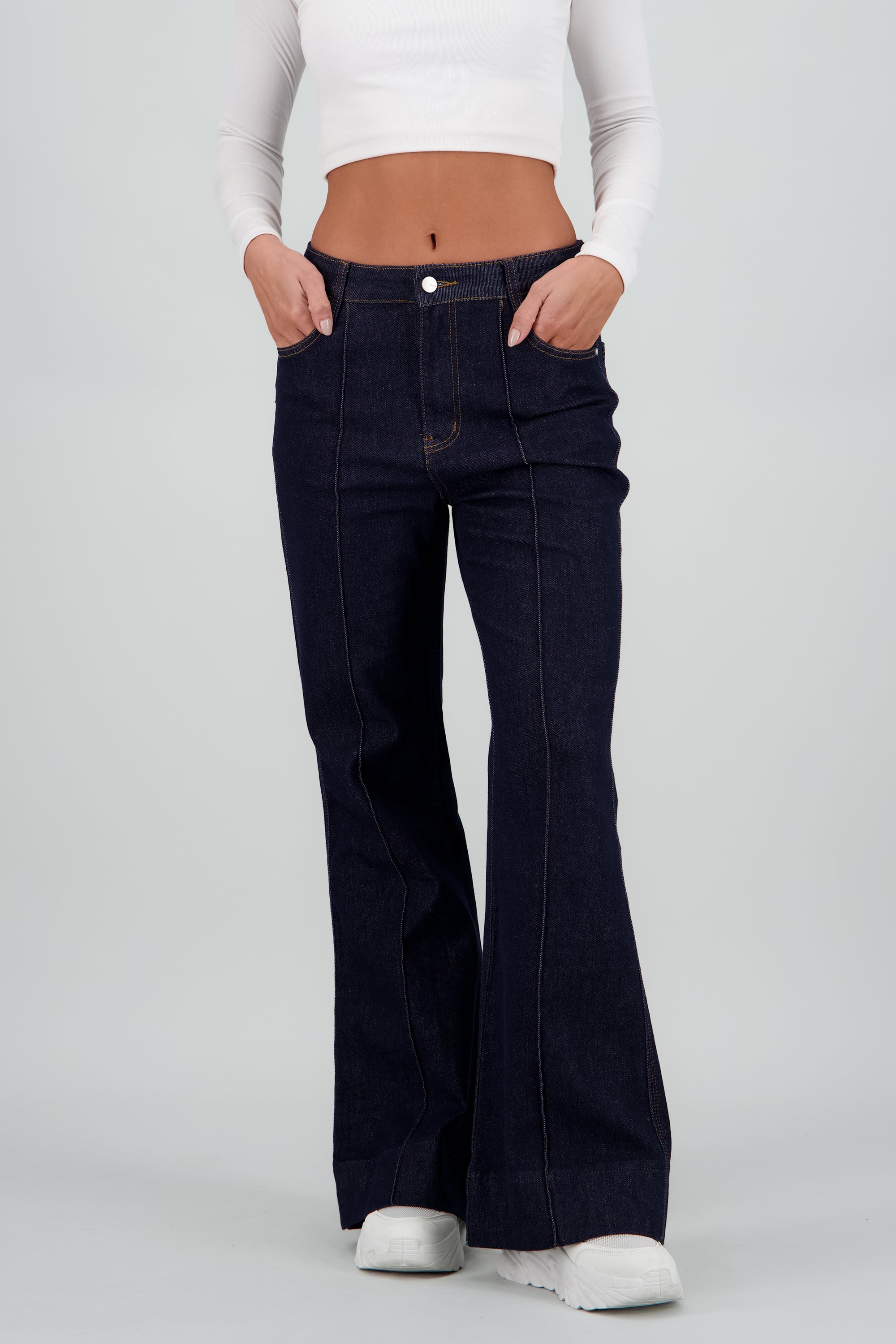 Jeans flare línea al centro INDIGO