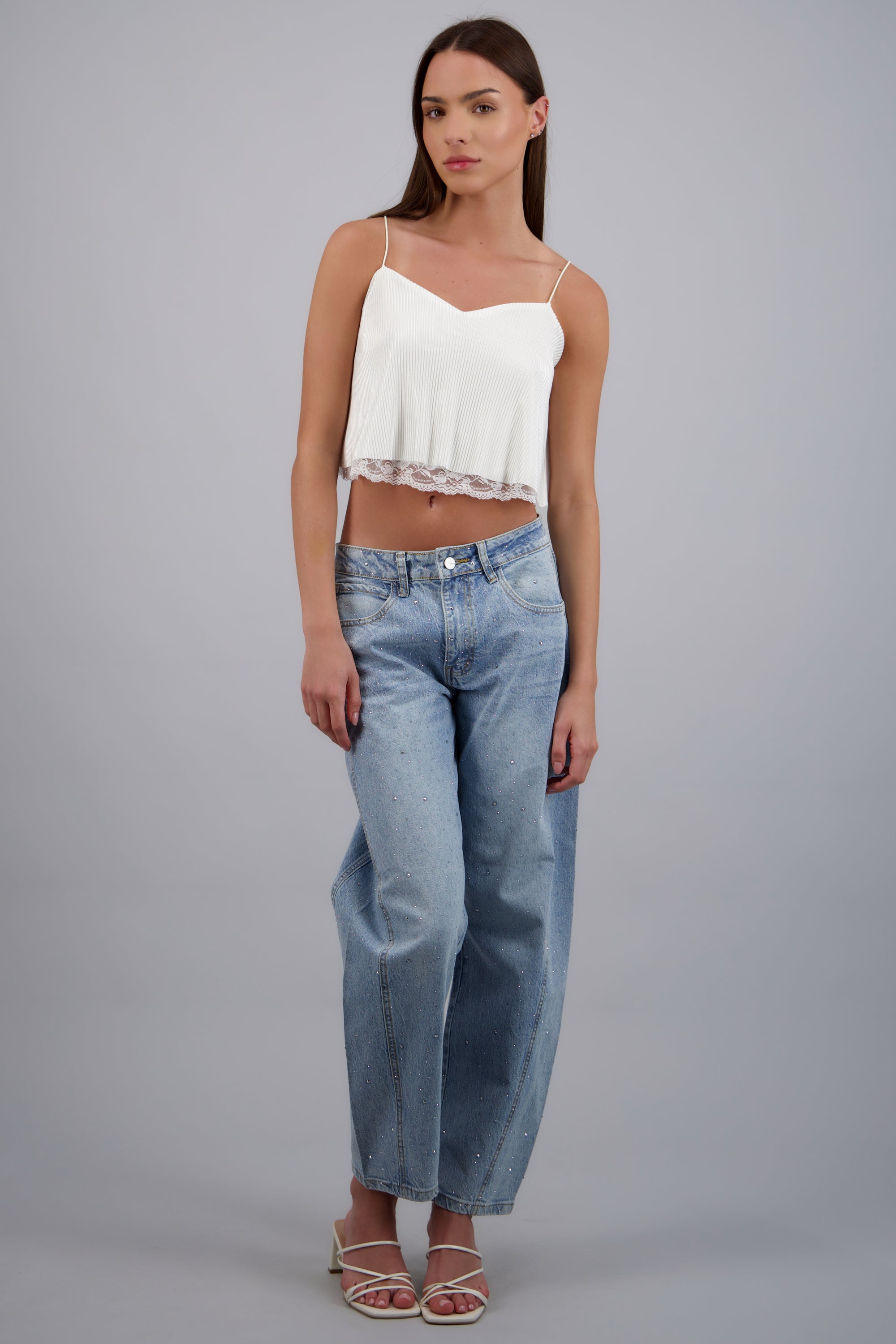 Jeans barrel brillos LIGHT WASH