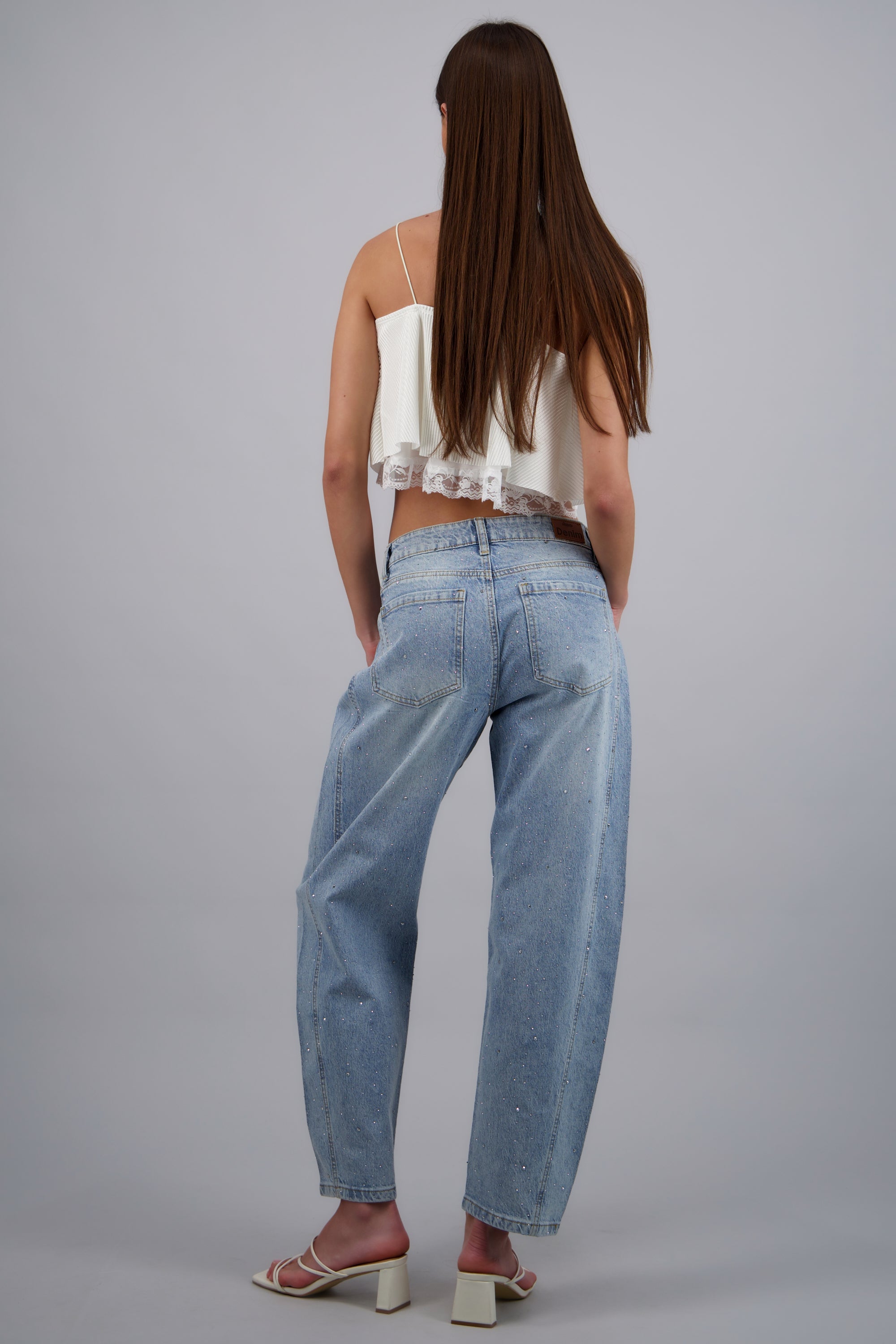 Jeans barrel brillos LIGHT WASH