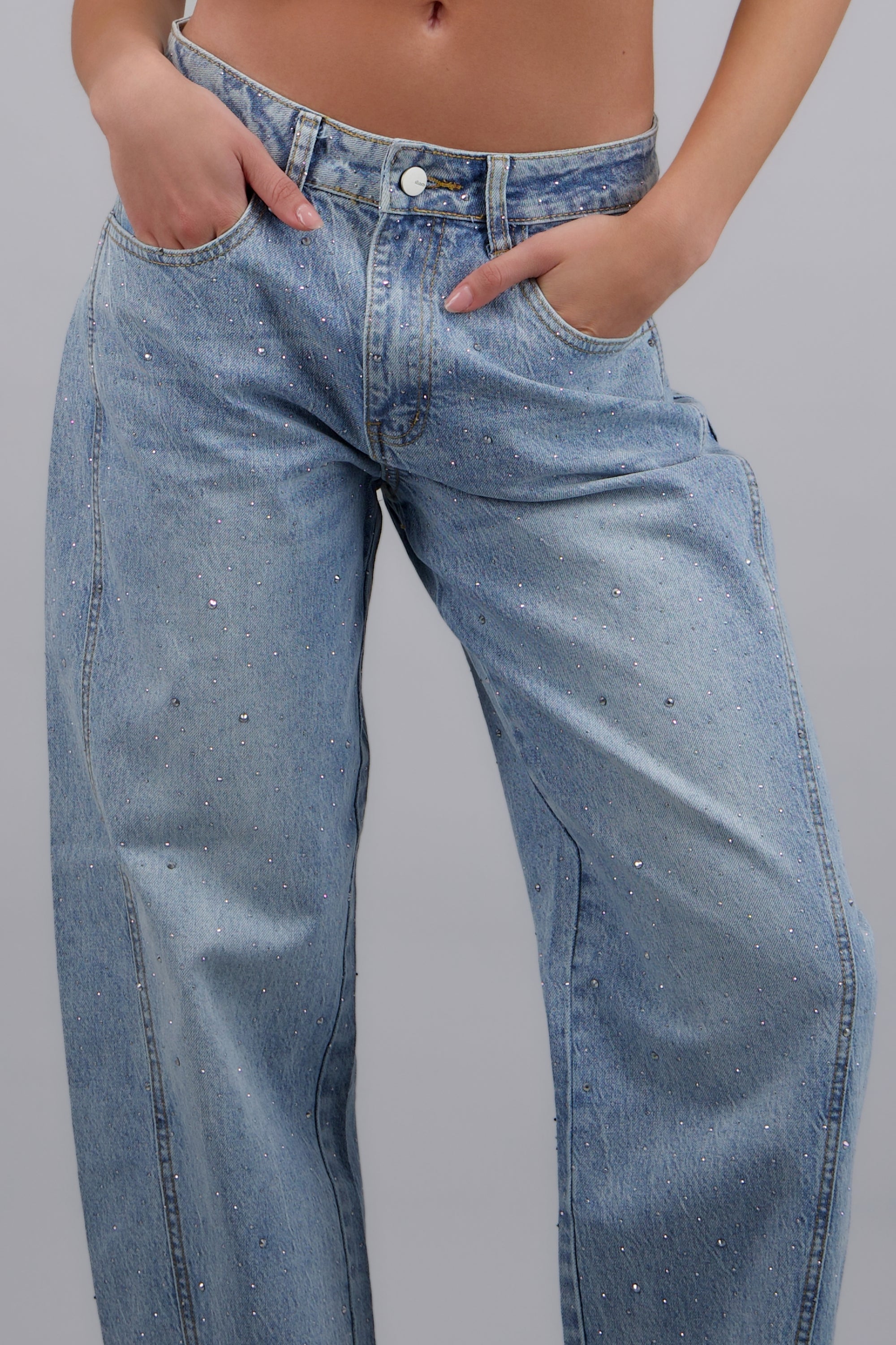Jeans barrel brillos LIGHT WASH