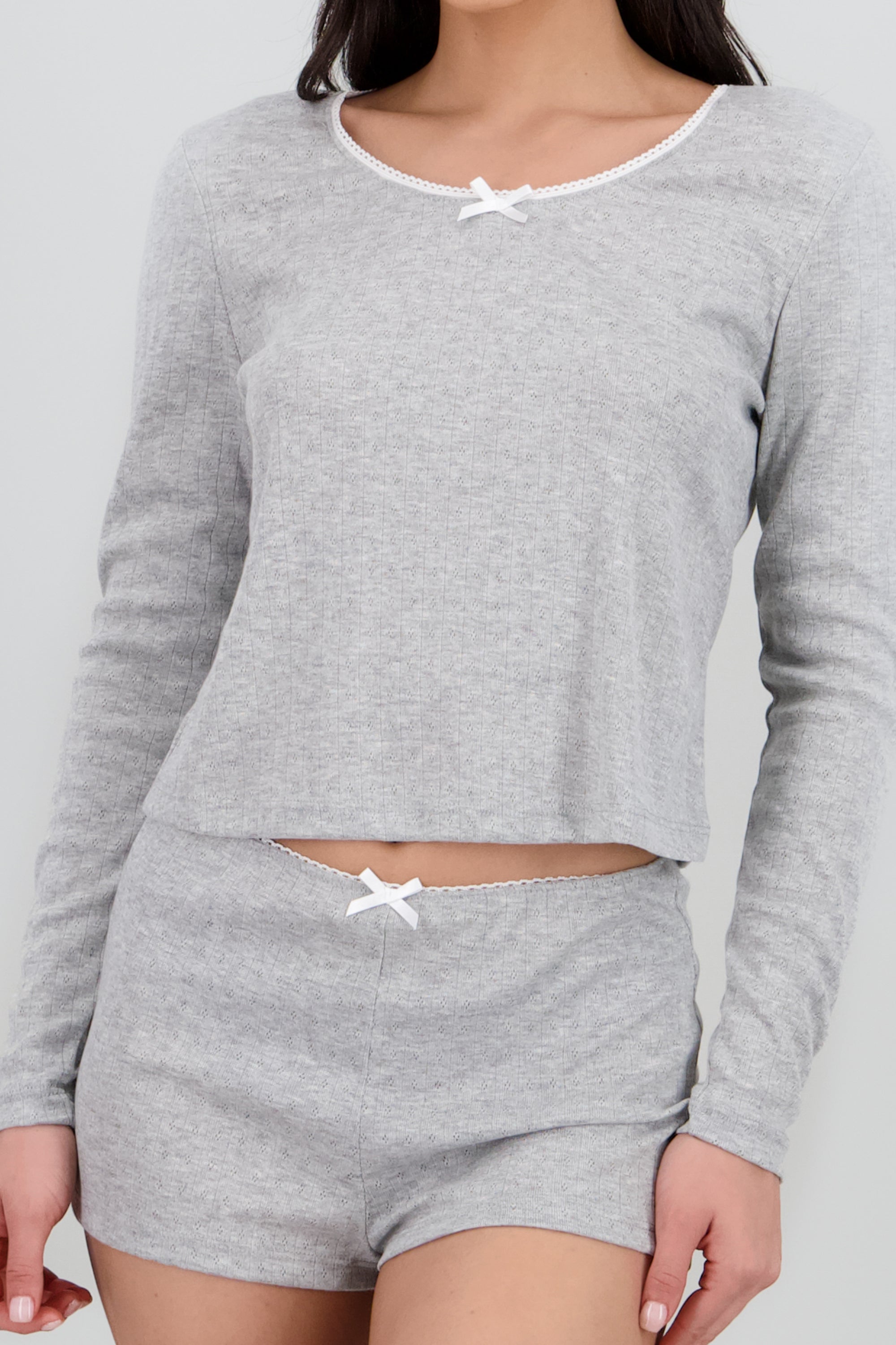 Pijama pointelle picueta short GRIS