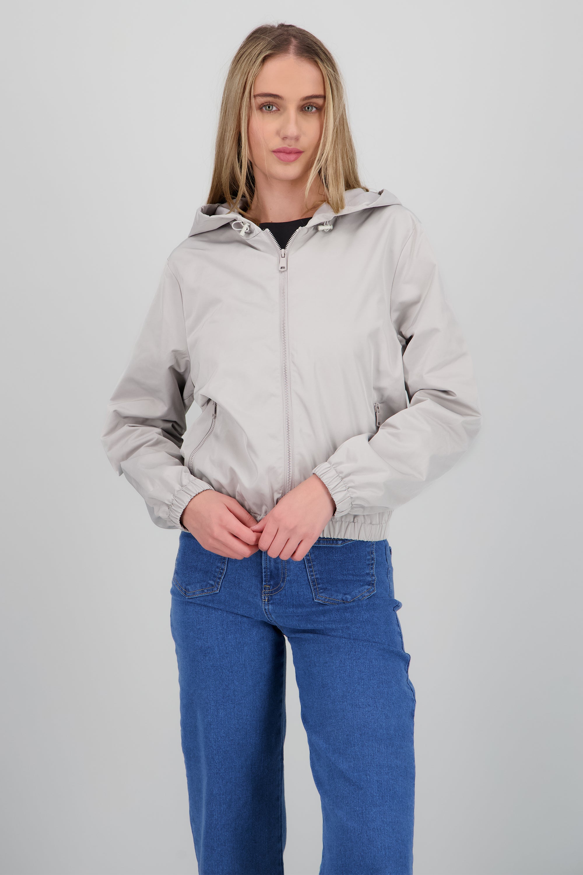 Chamarra ligera con gorro GRIS