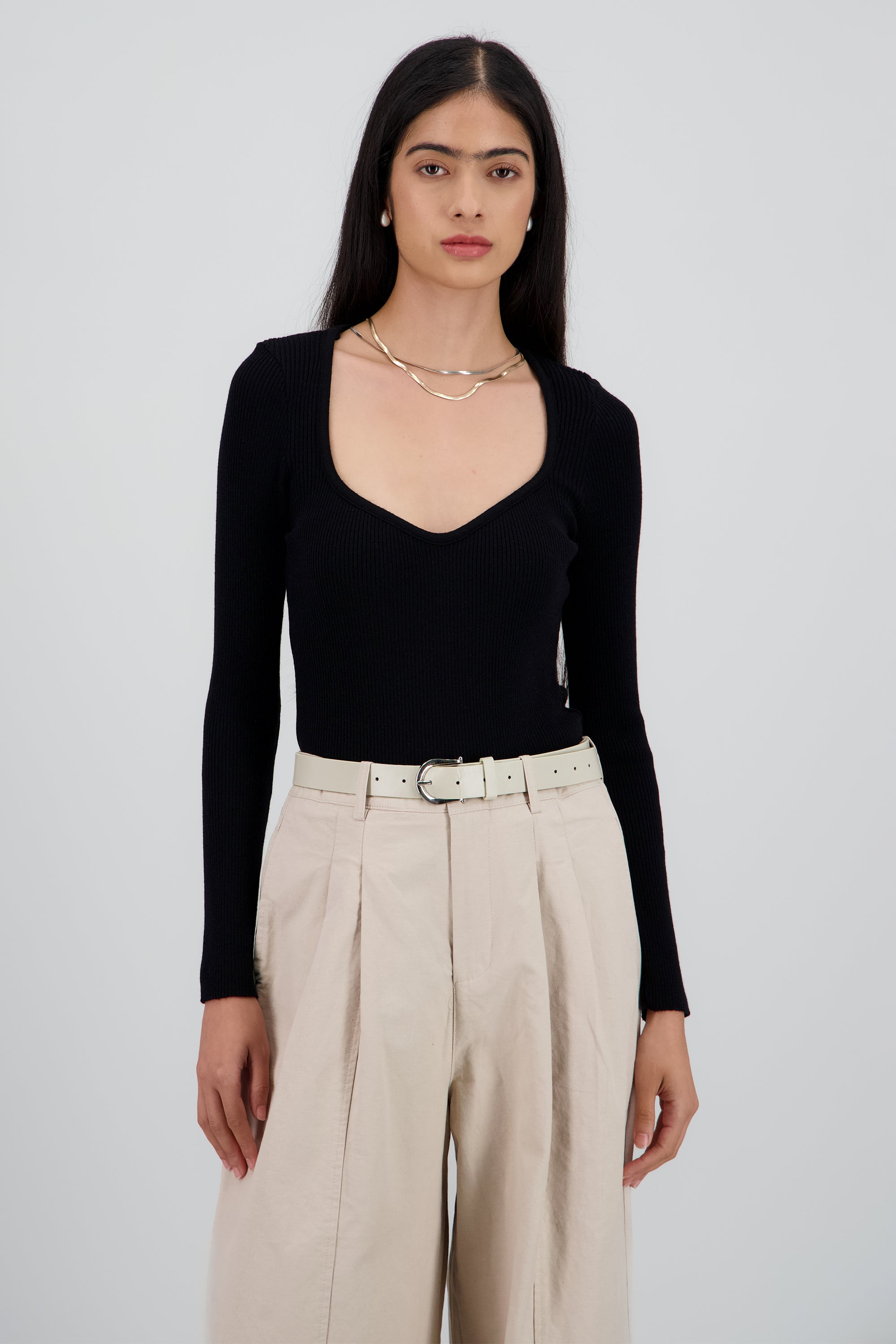 Bodysuit tejido escote corazon NEGRO