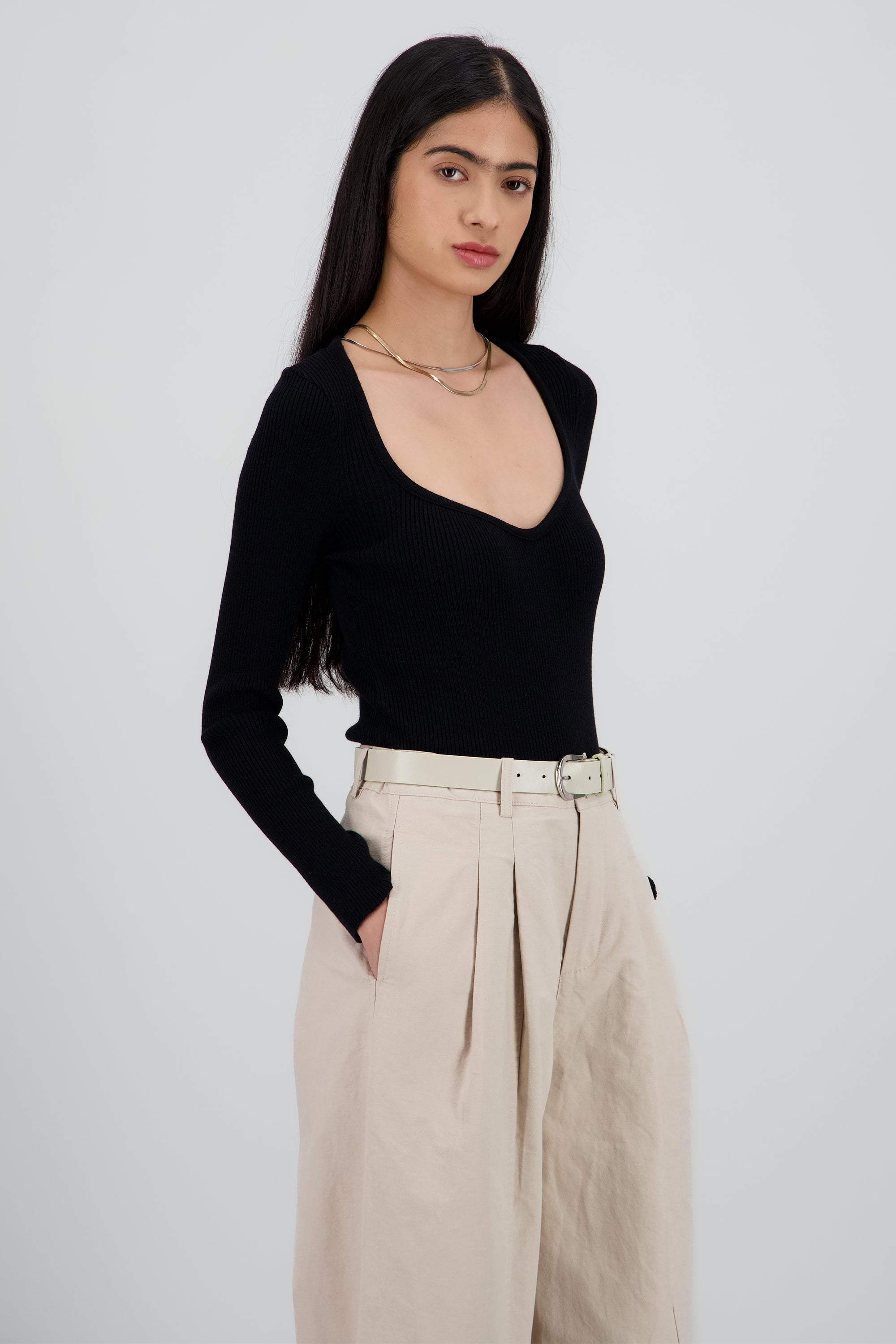 Bodysuit tejido escote corazon NEGRO