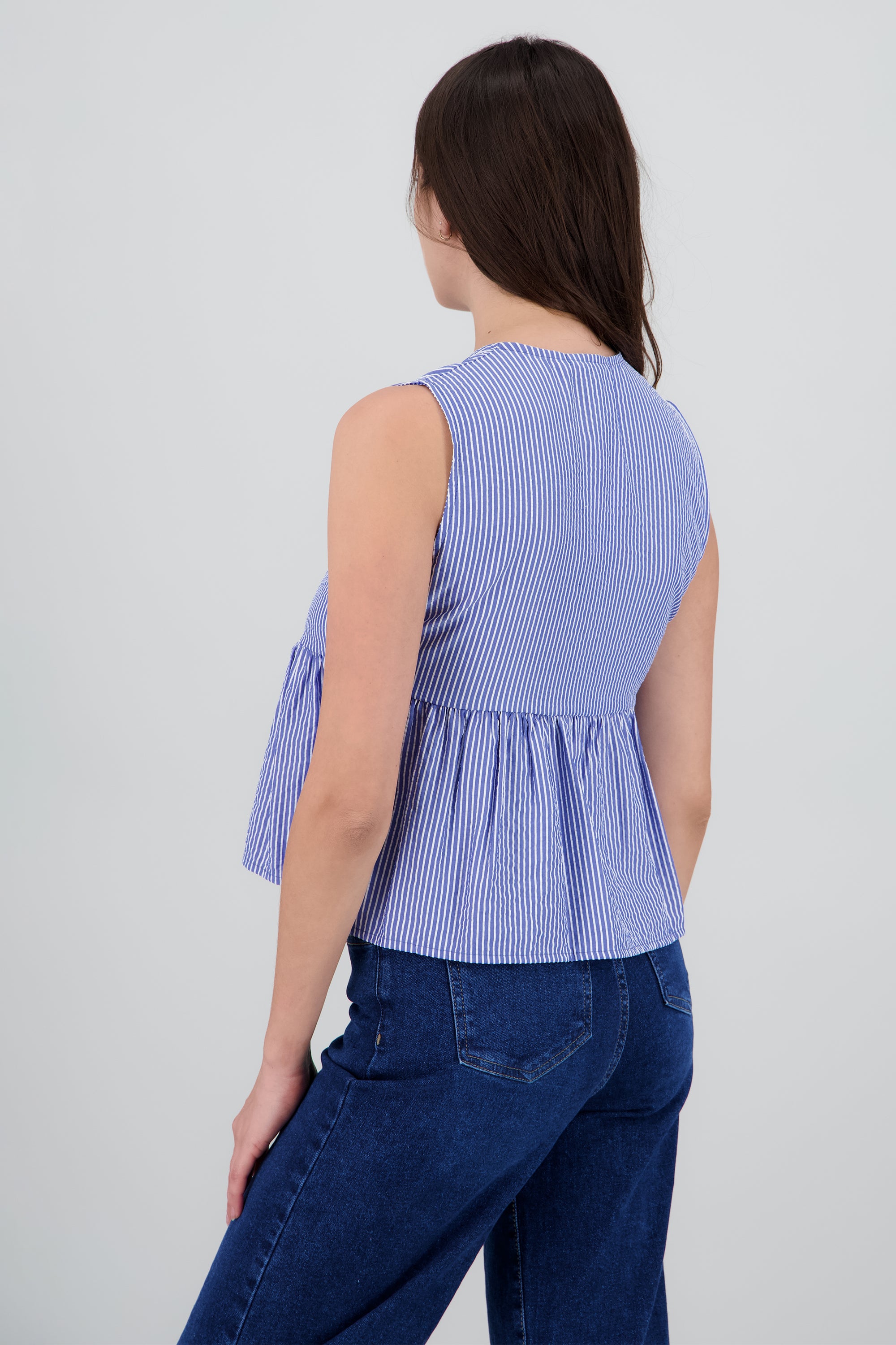 Blusa sin manga detalle olan lazos AZUL REY COMBO
