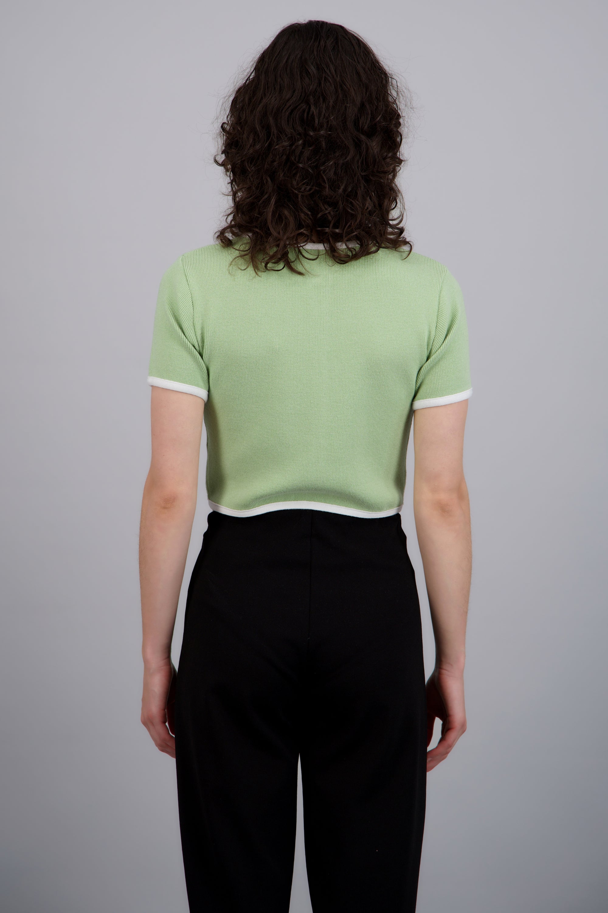 TOP TEJIDO M/C  CONTRASTE KNI VERDE MANZANA
