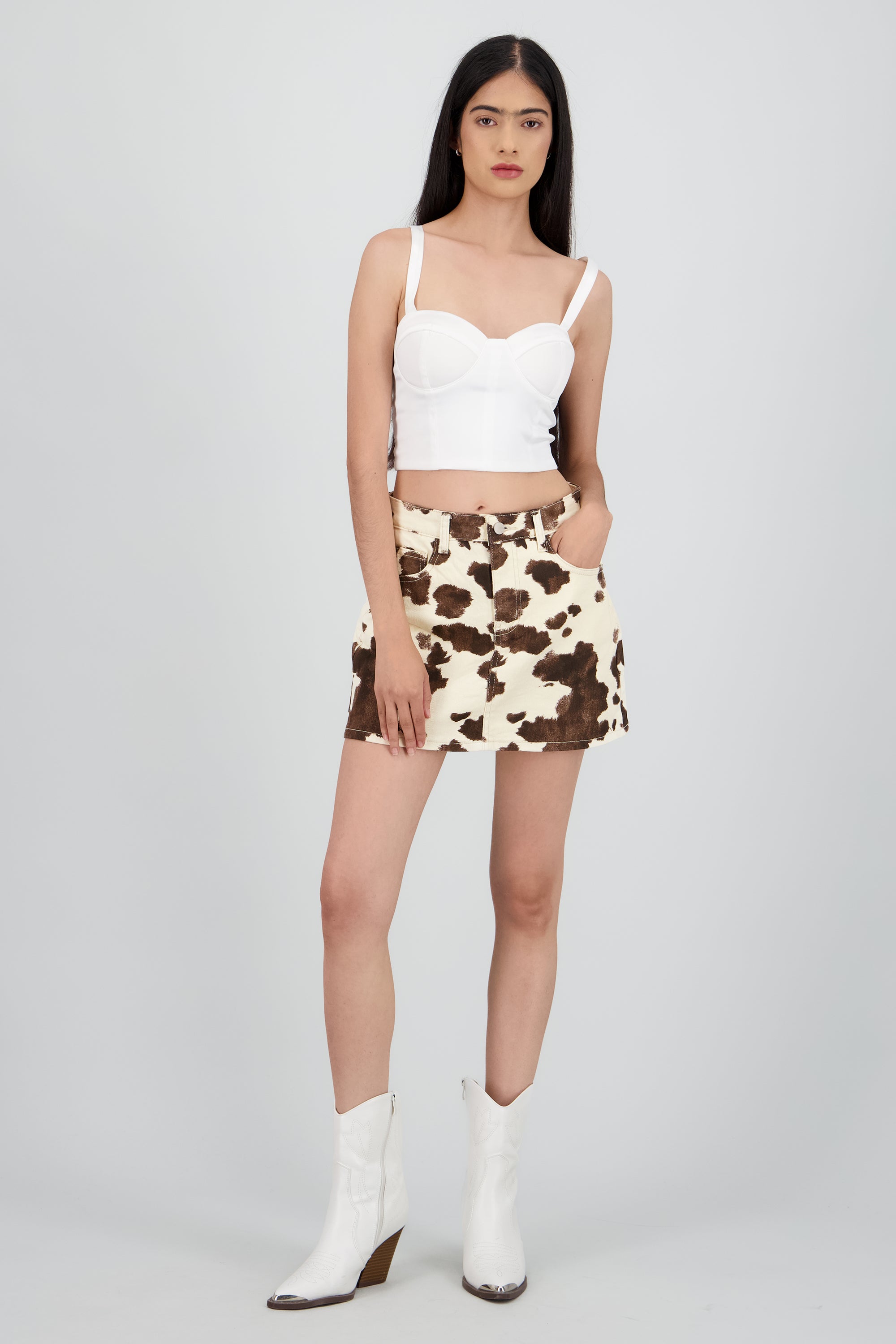 Falda corta animal print CAFE COMBO