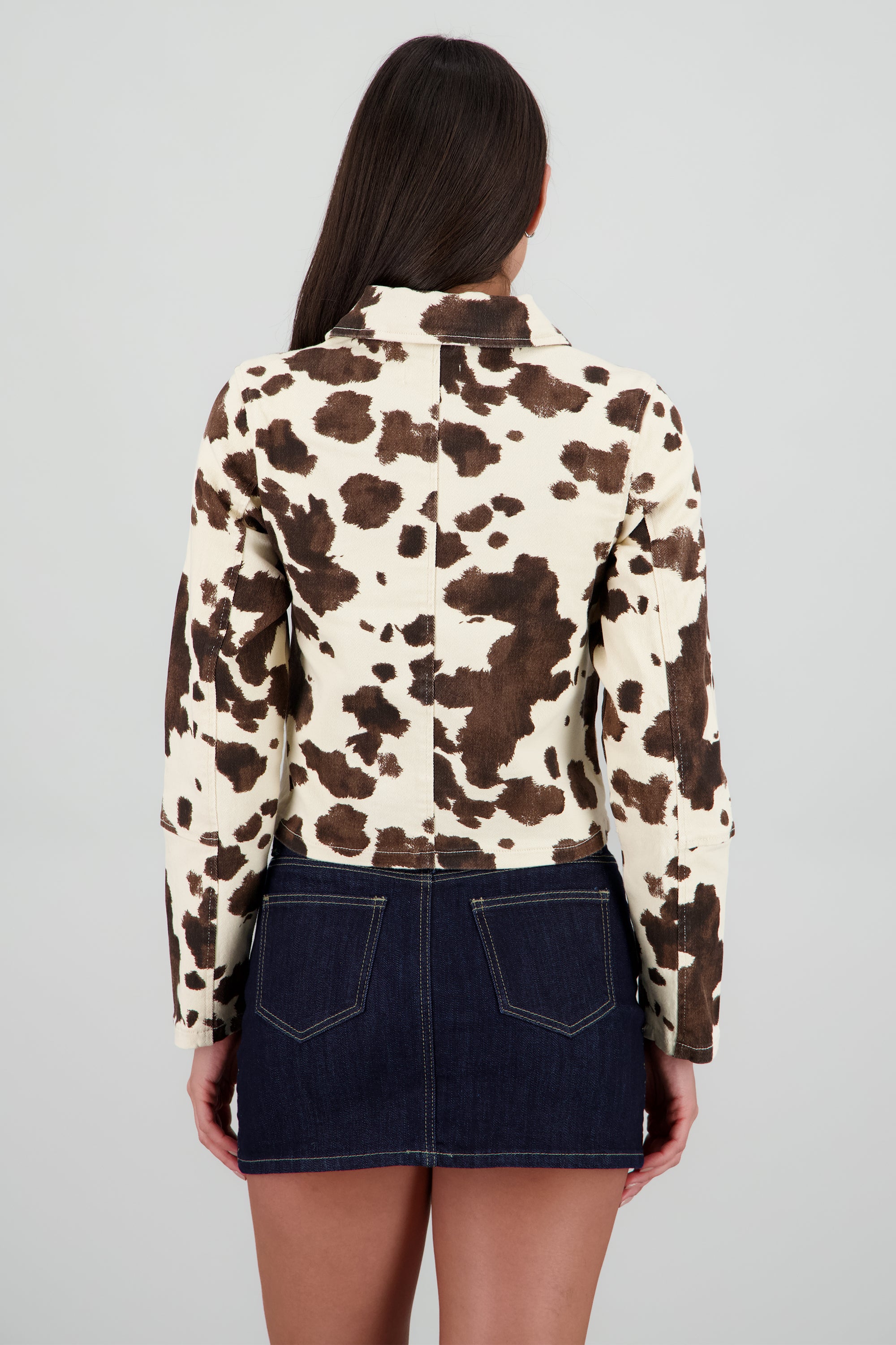 Chamarra cierre animal print CAFE COMBO