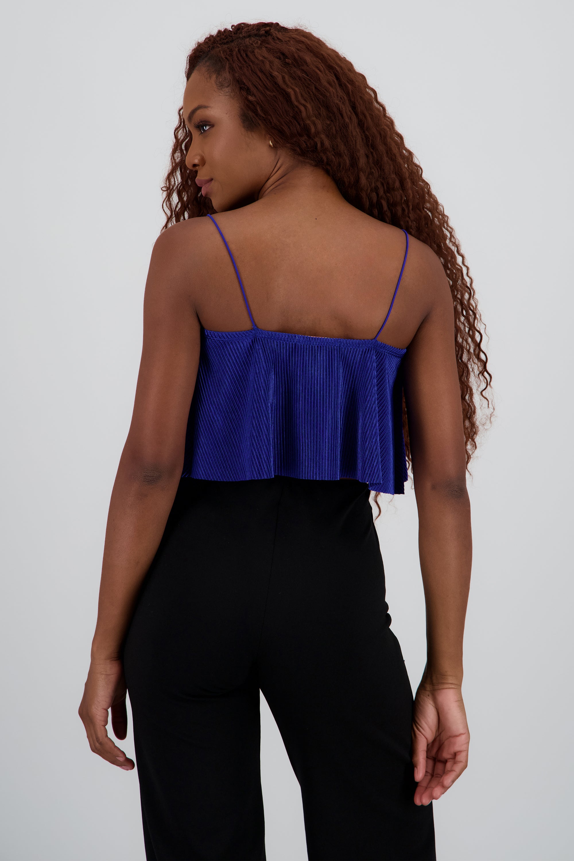 Top Crop Tejido Plisado Tirantes AZUL REY