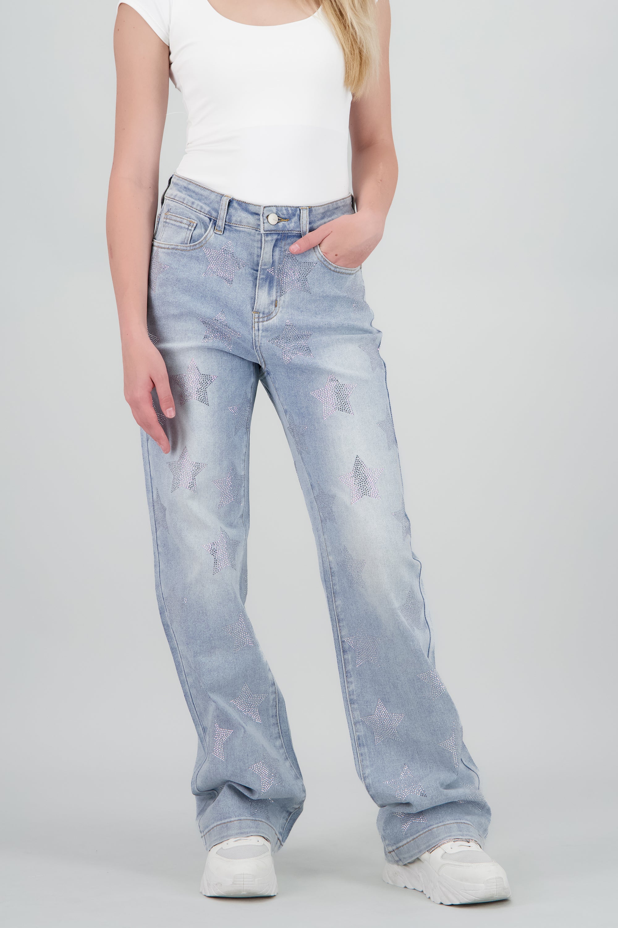 Jeans wide leg mini estrellas BLEACHED