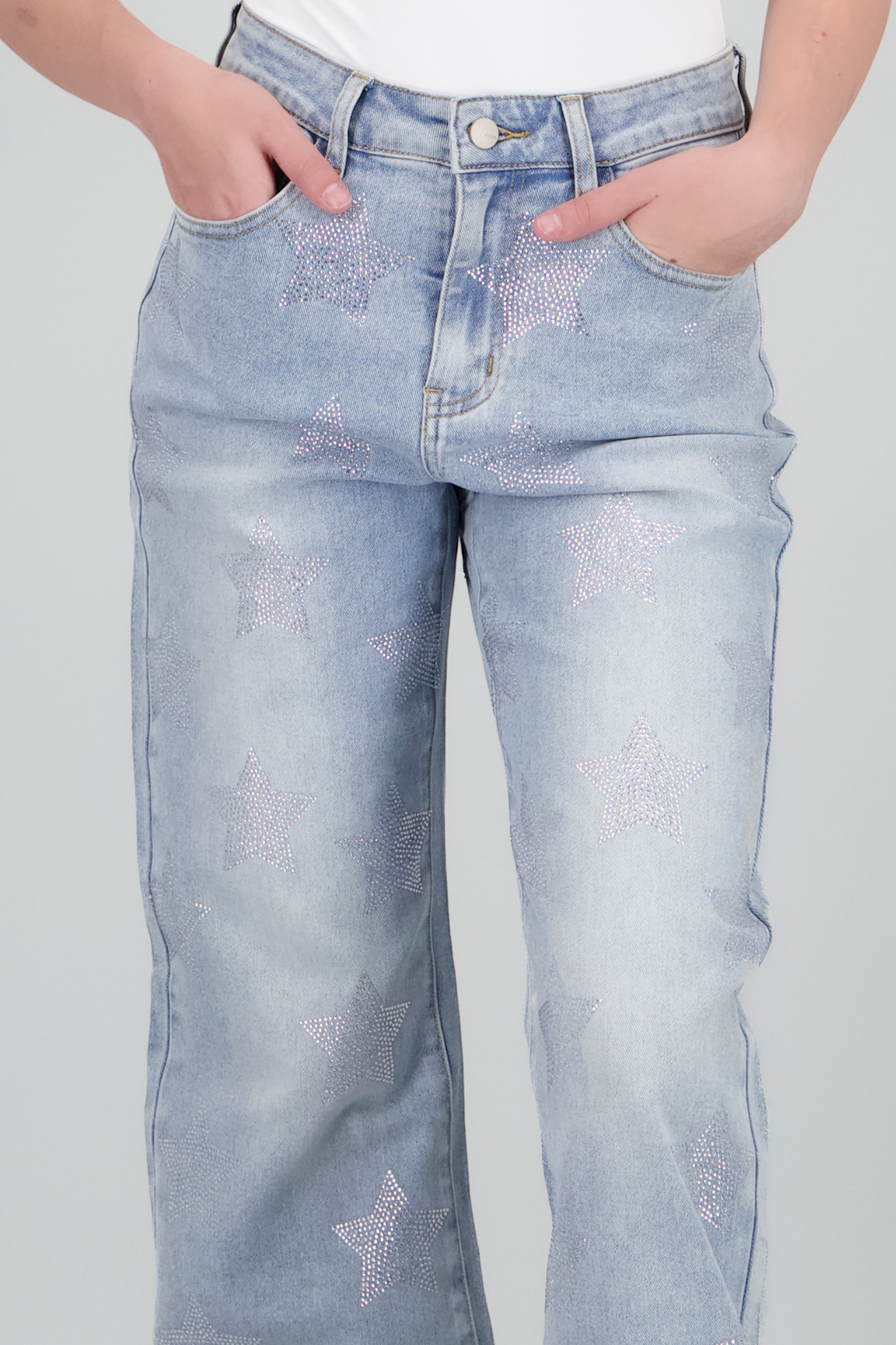 Jeans wide leg mini estrellas BLEACHED